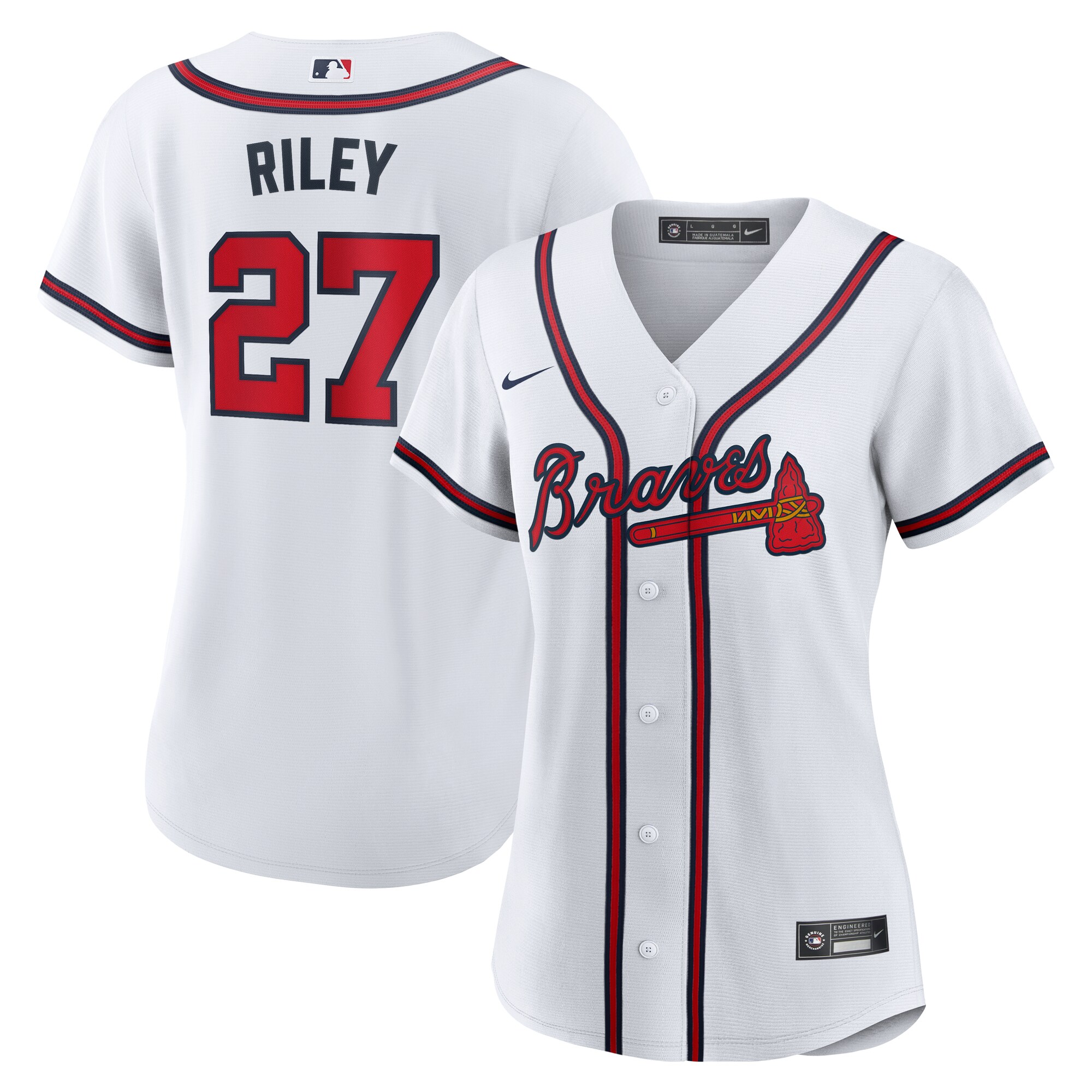Women's Atlanta Braves Austin Riley White Home Jersey - JS644