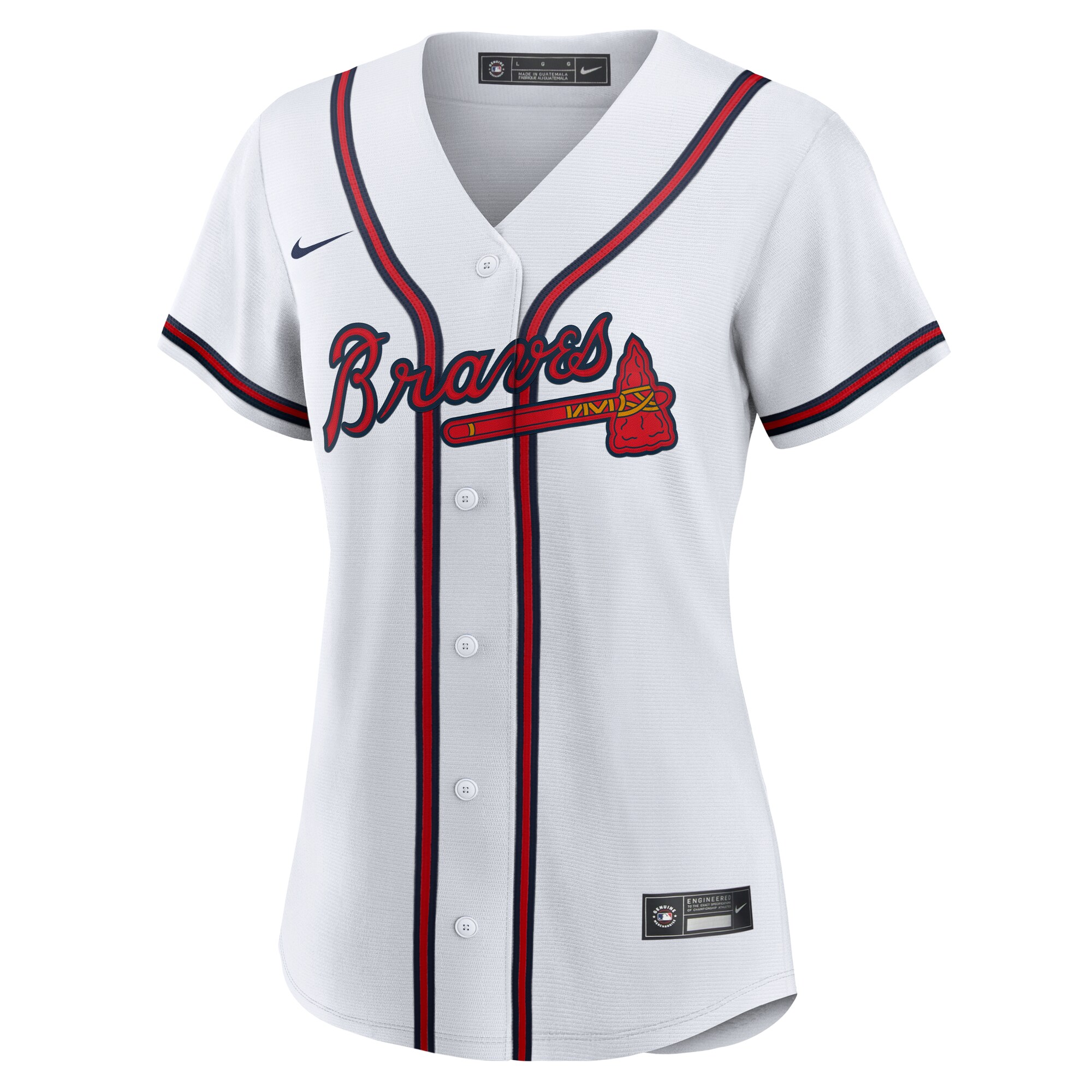 Alternative view of Women's Atlanta Braves Austin Riley White Home Jersey - JS644