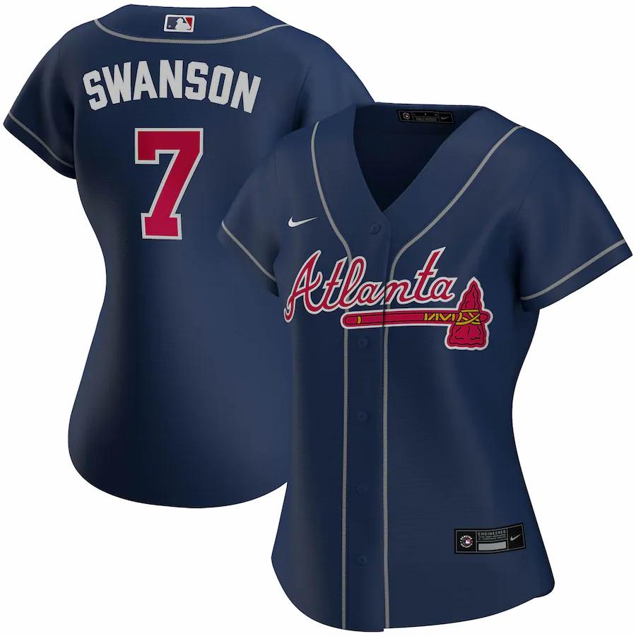 Women's Atlanta Braves Dansby Swanson Navy Alternate 2020 Replica Player Jersey