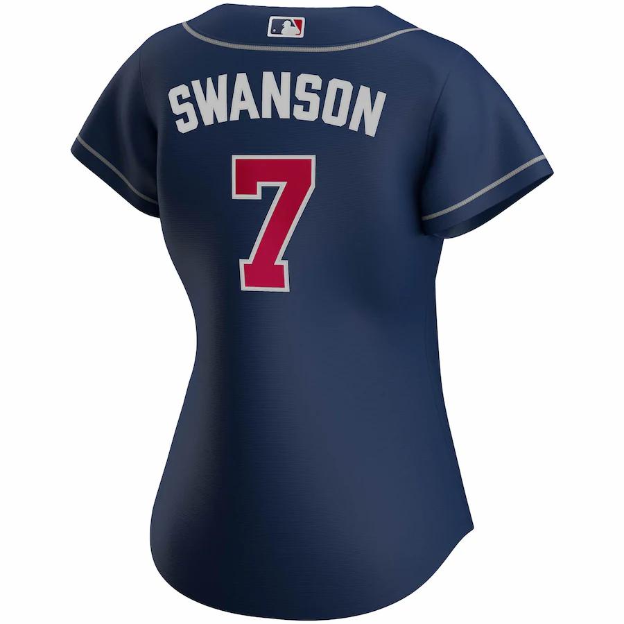 Alternative view of Women's Atlanta Braves Dansby Swanson Navy Alternate 2020 Replica Player Jersey