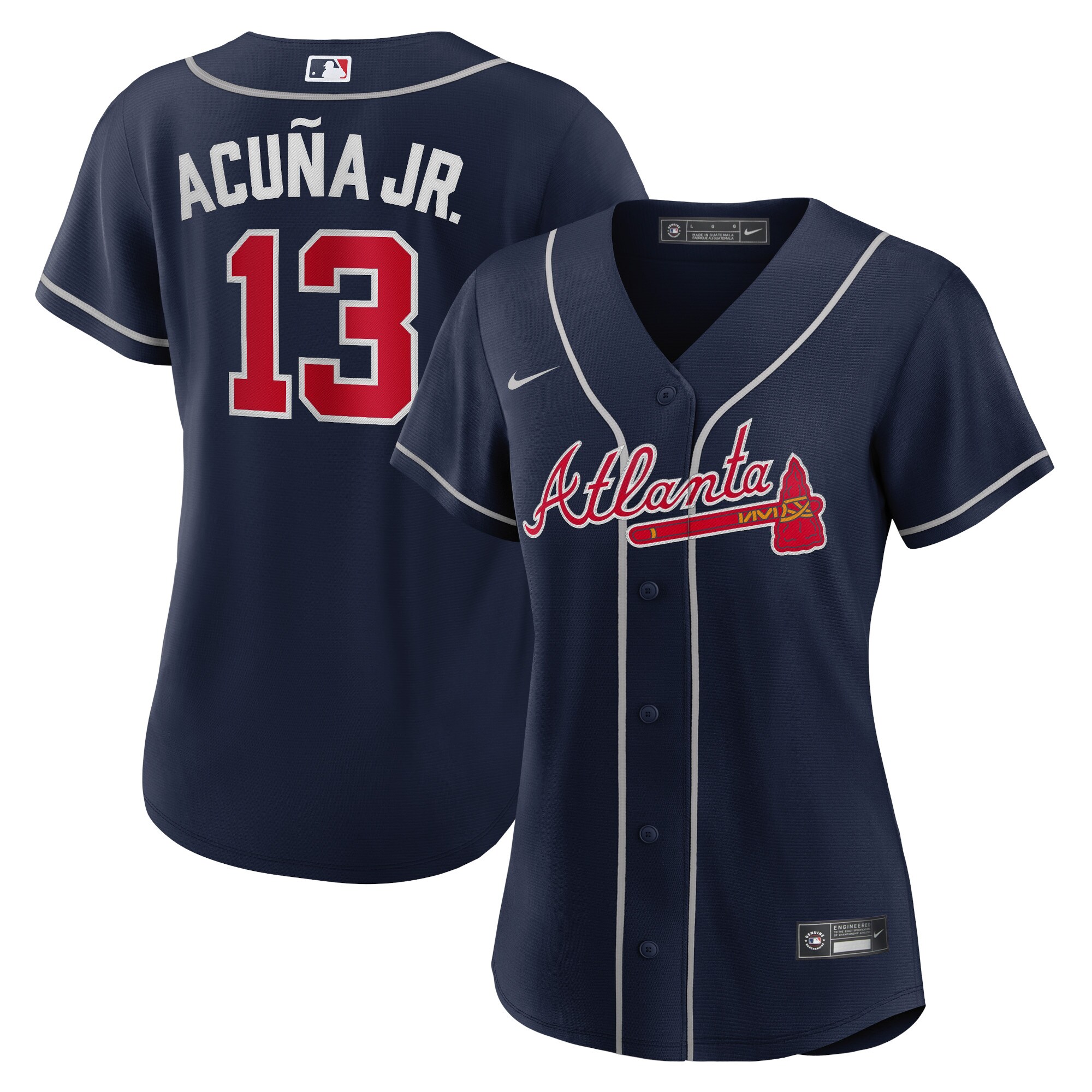 Women's Atlanta Braves Ronald Acuña Jr. Navy Alternate Player Jersey - JS425