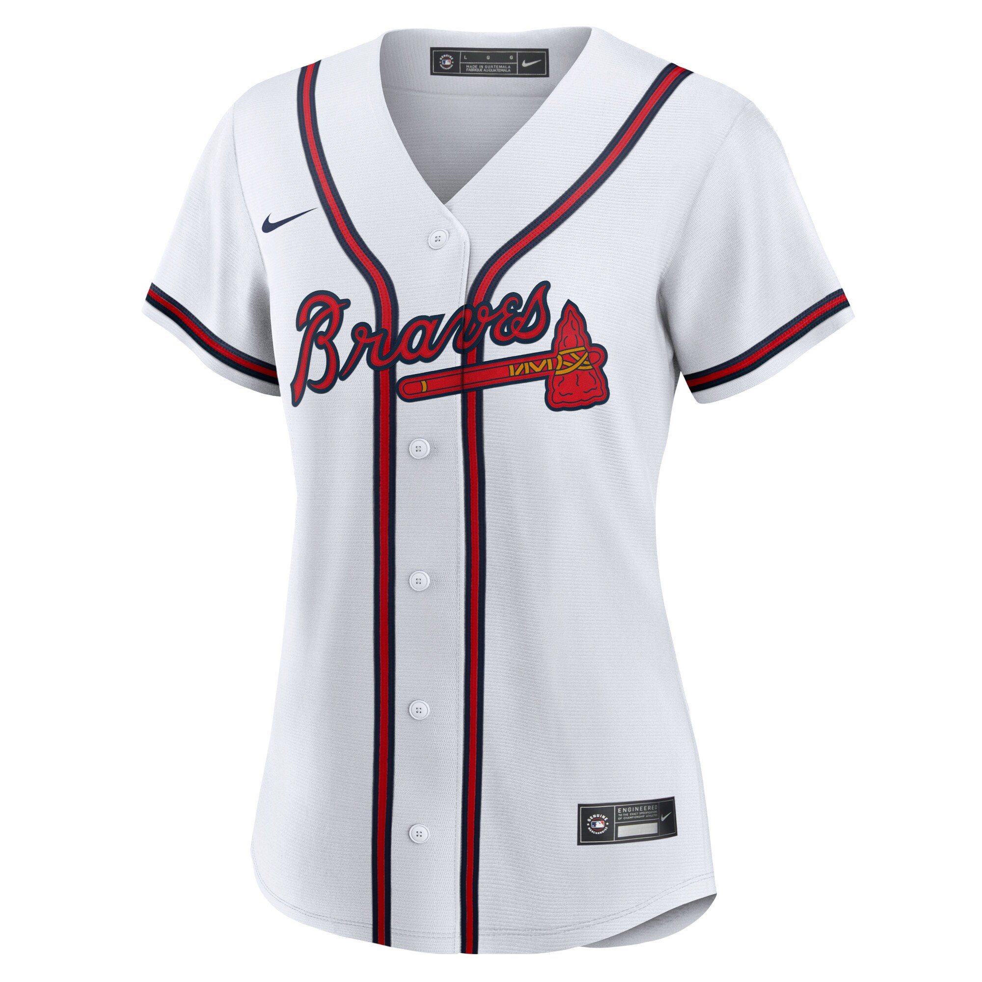 Alternative view of Women's Atlanta Braves Ronald Acuna Jr. White Home Player Jersey - JS206