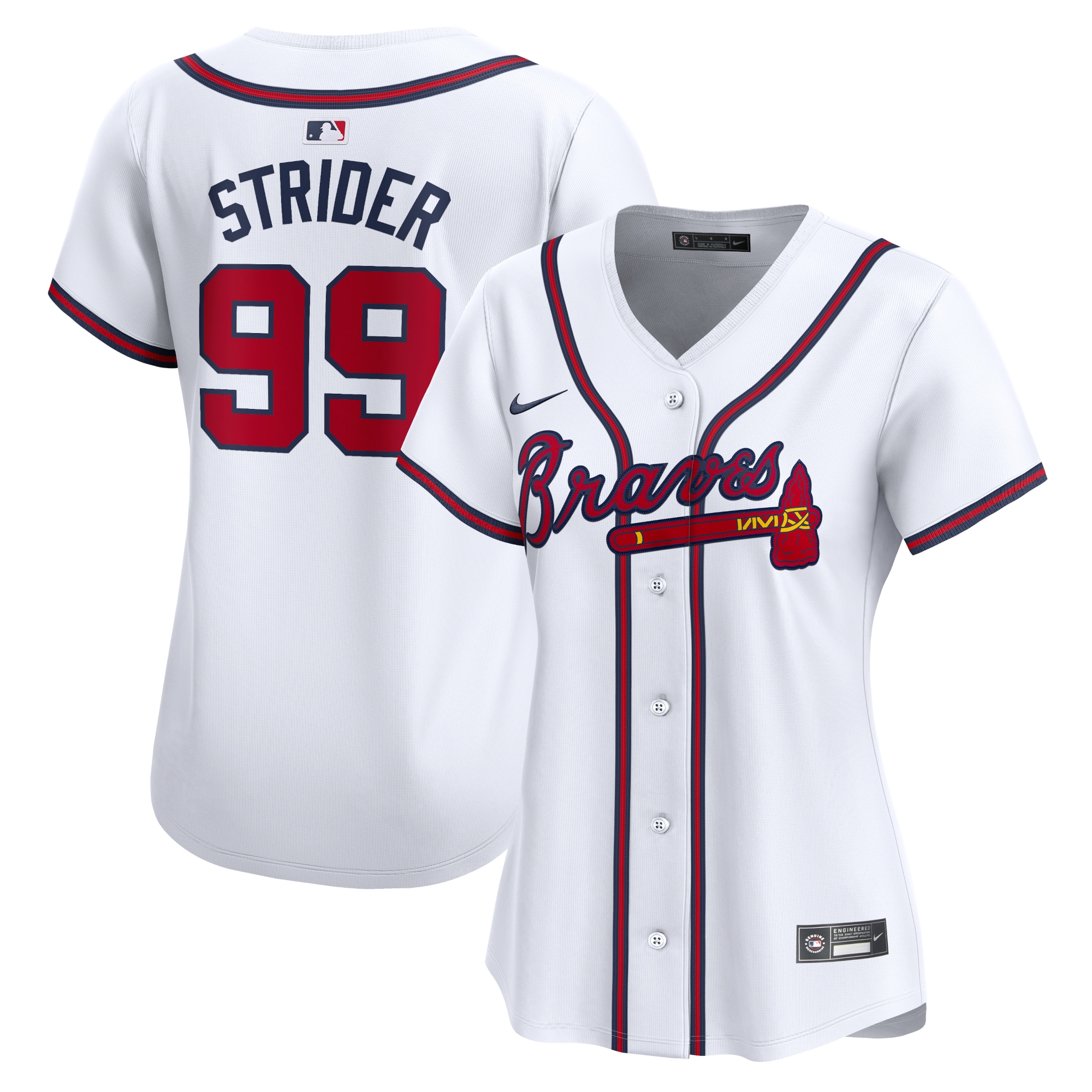 Women's Atlanta Braves Spencer Strider White Home Limited Player Jersey - JS564