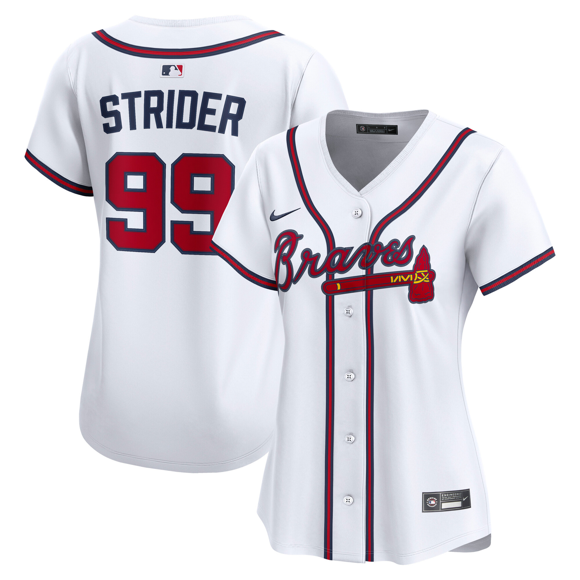 Women's Atlanta Braves Spencer Strider White Home Limited Player Jersey - JS960