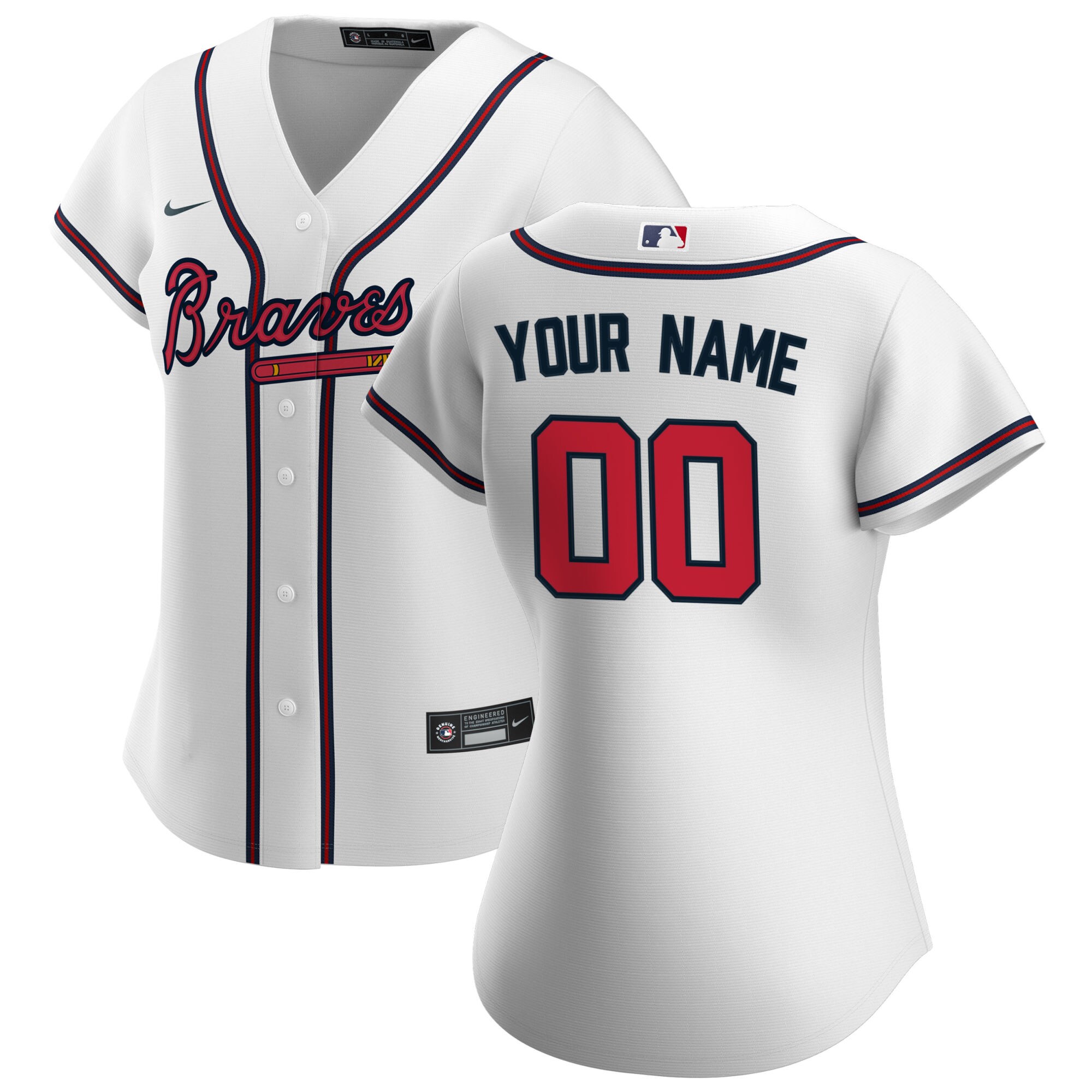 Women's Atlanta Braves White Home Custom Jersey - JS134