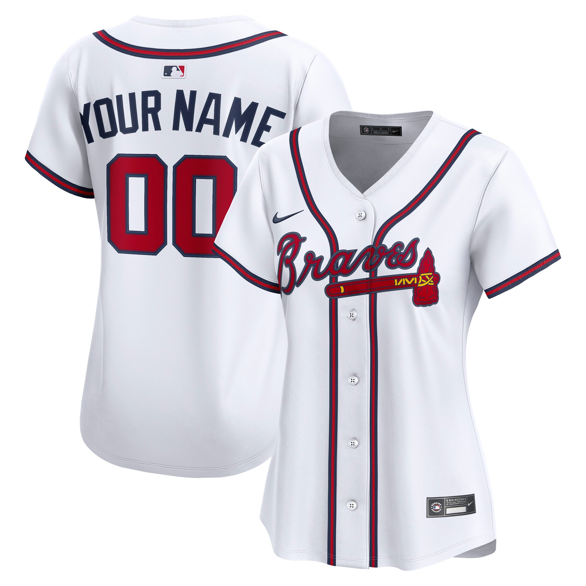 Women's Atlanta Braves White Home Limited Custom Jersey - JS523