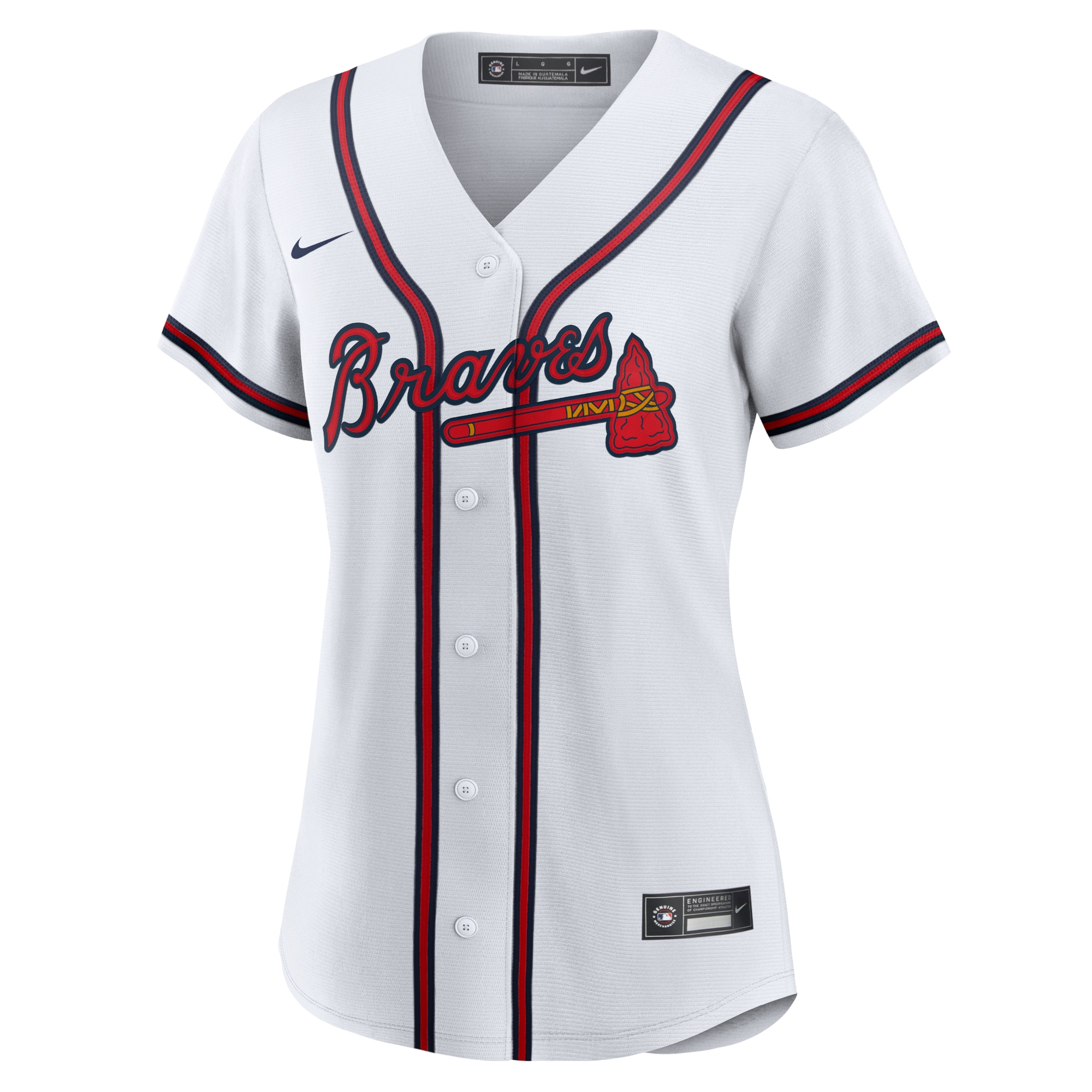 Alternative view of Women's Atlanta Braves White Home Team Jersey - JS653