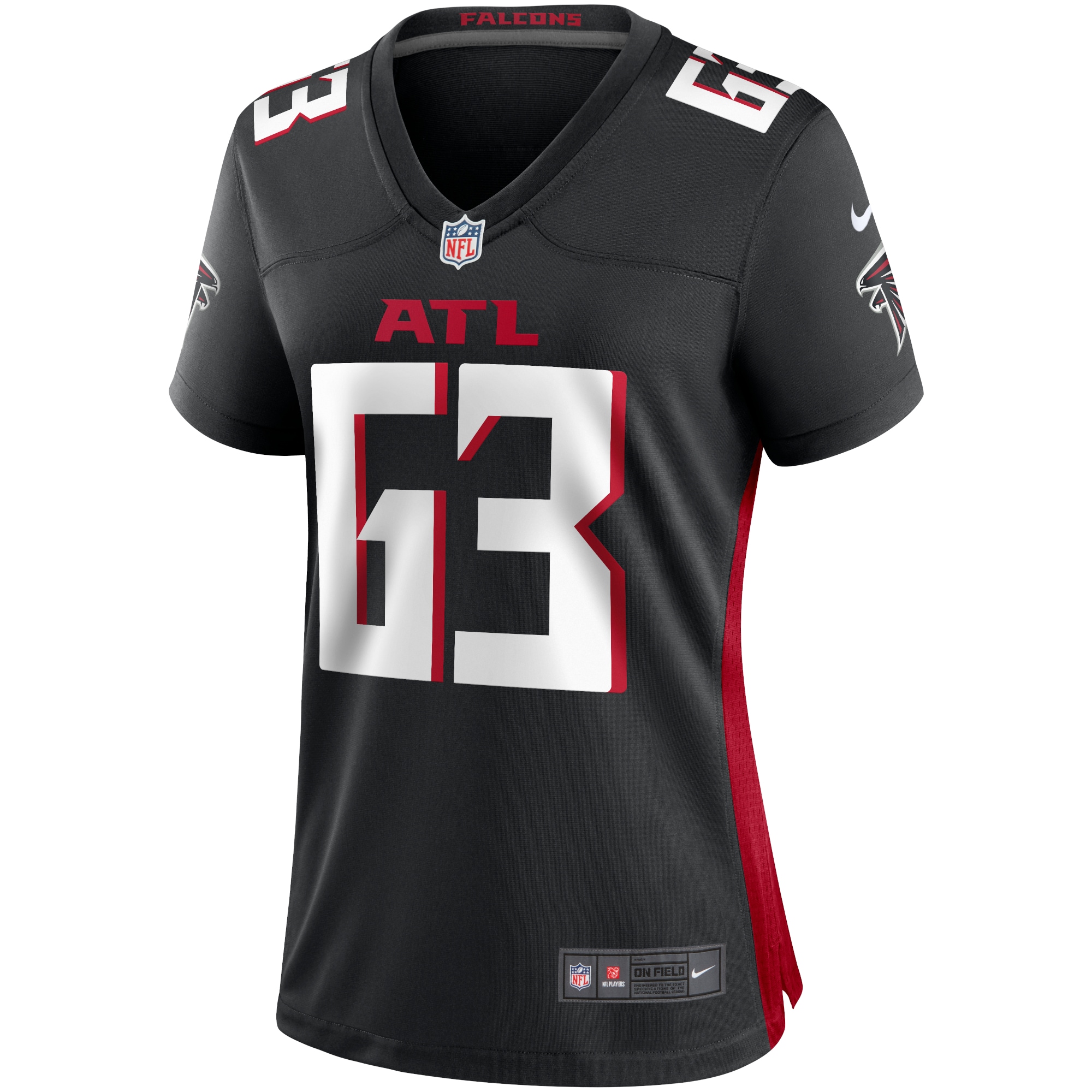 Alternative view of Women's Atlanta Falcons Chris Lindstrom Black Game Jersey