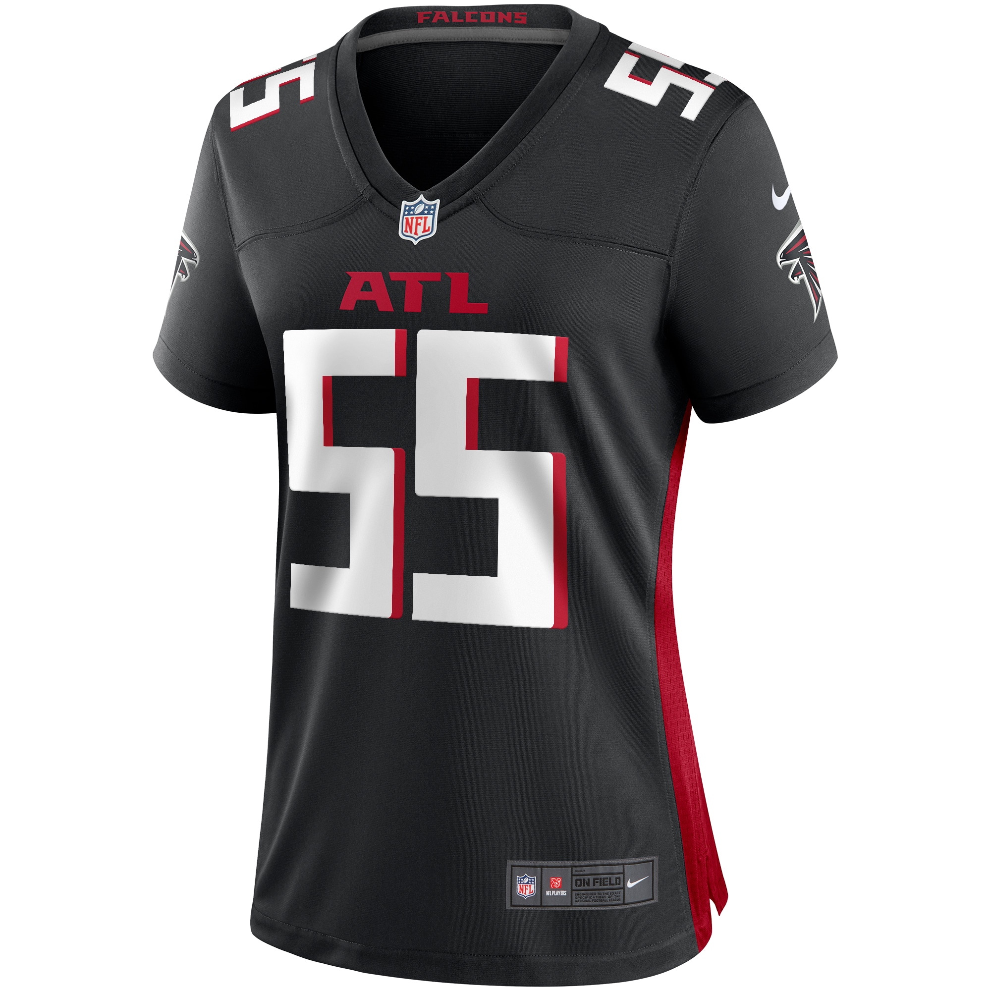 Alternative view of Women's Atlanta Falcons John Abraham Black Game Retired Player Jersey