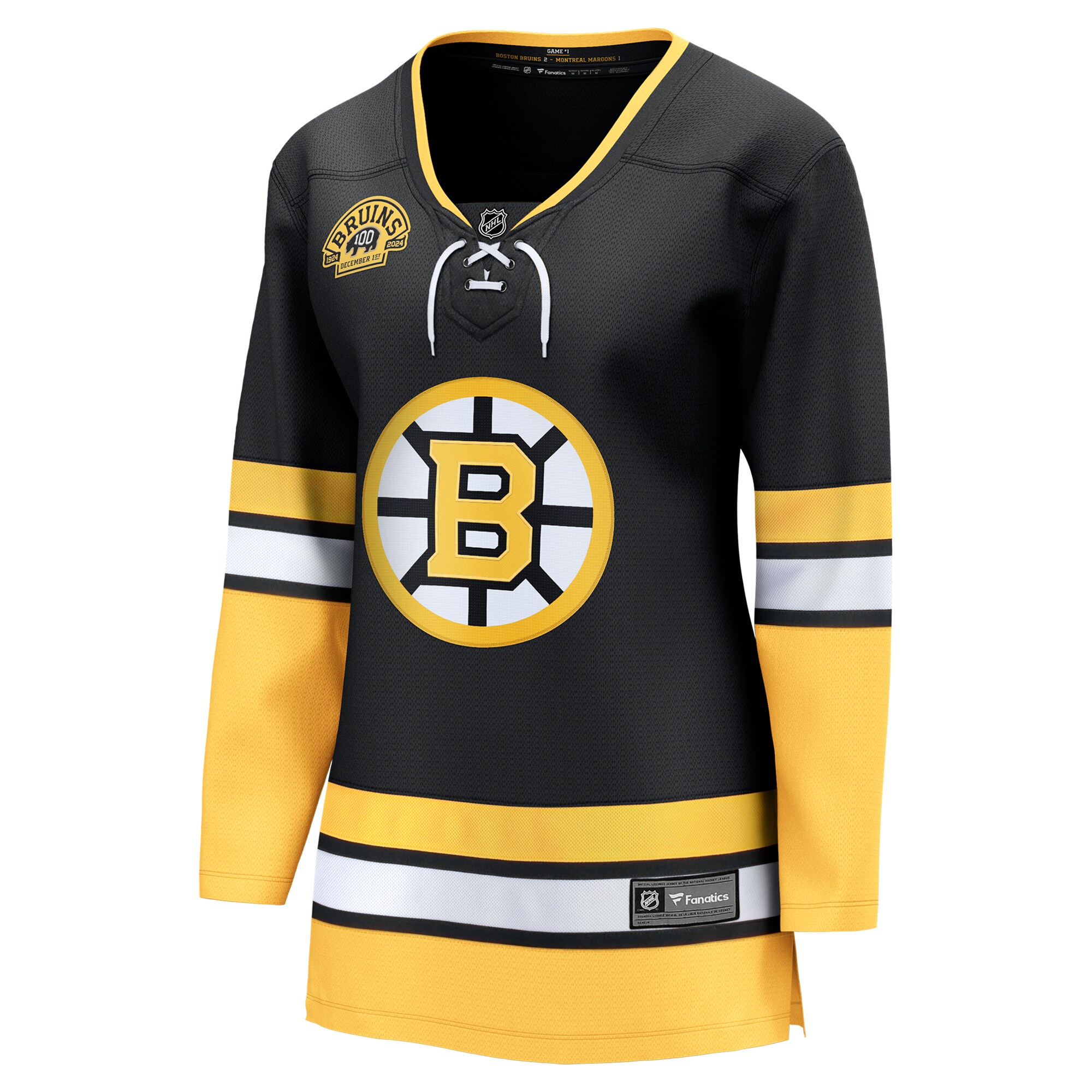 Alternative view of Women's Boston Bruins Black 100th Anniversary Premier Breakaway Jersey - JS614 