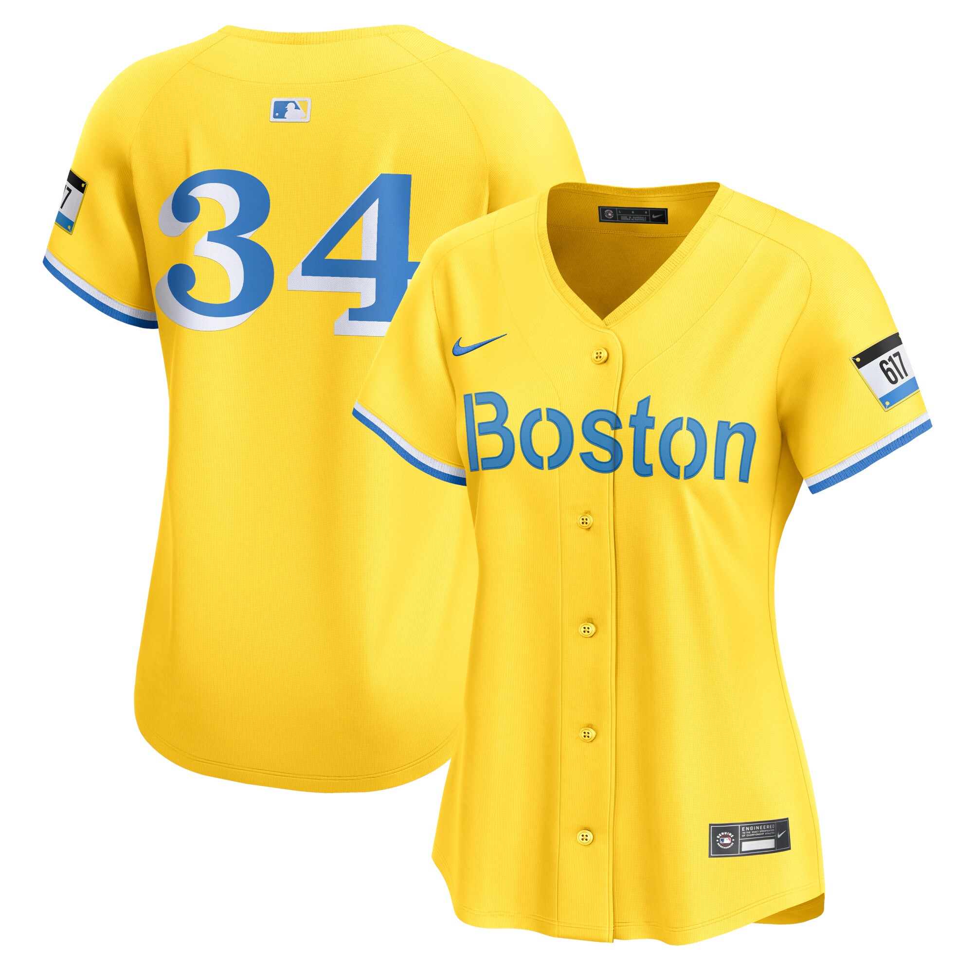 Women's Boston Red Sox David Ortiz Gold City Connect Retired Player Jersey