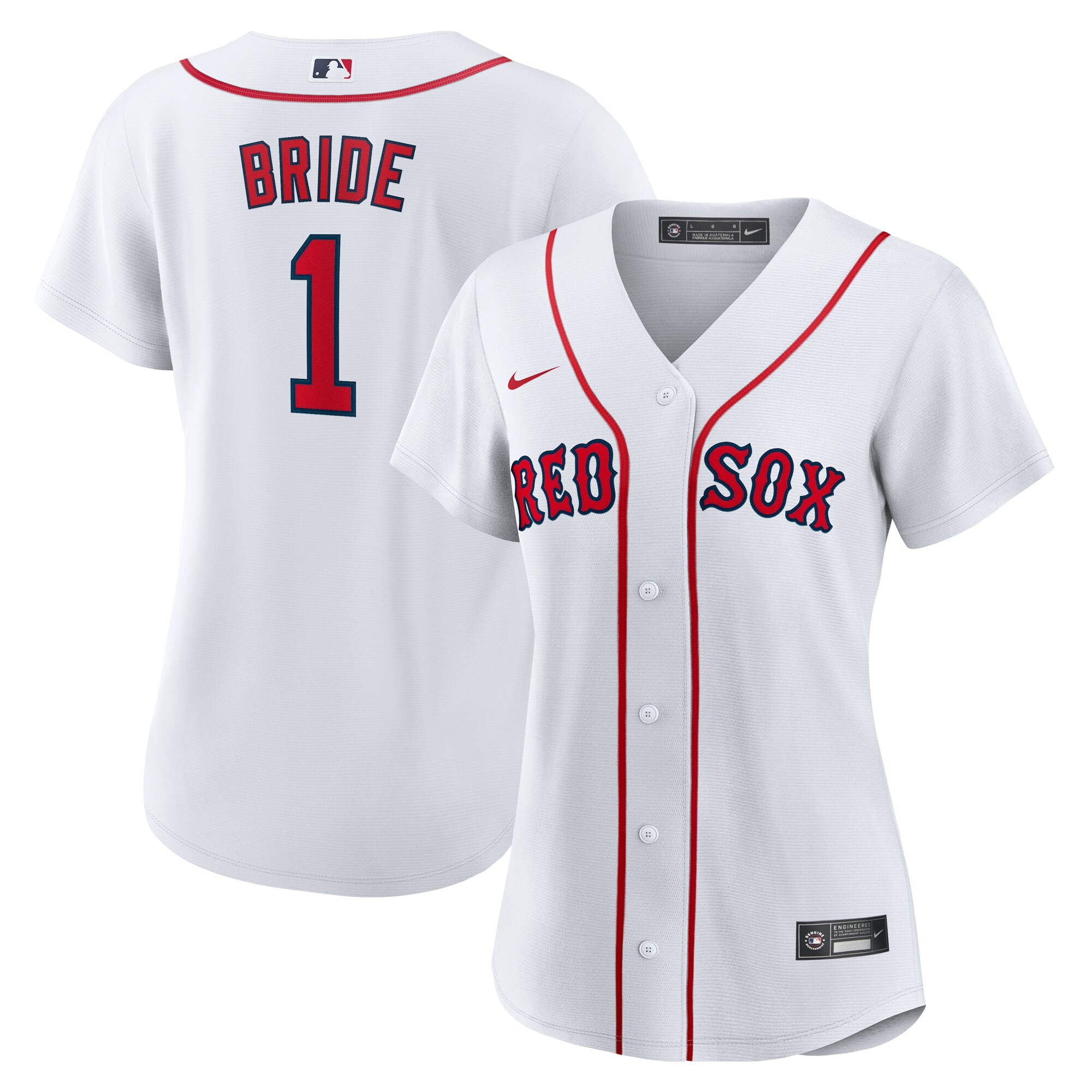 Women's Boston Red Sox White #1 Bride Home Jersey