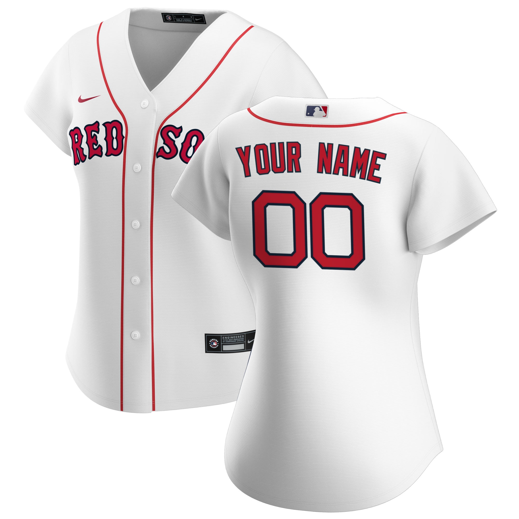 Women's Boston Red Sox White Home Custom Jersey