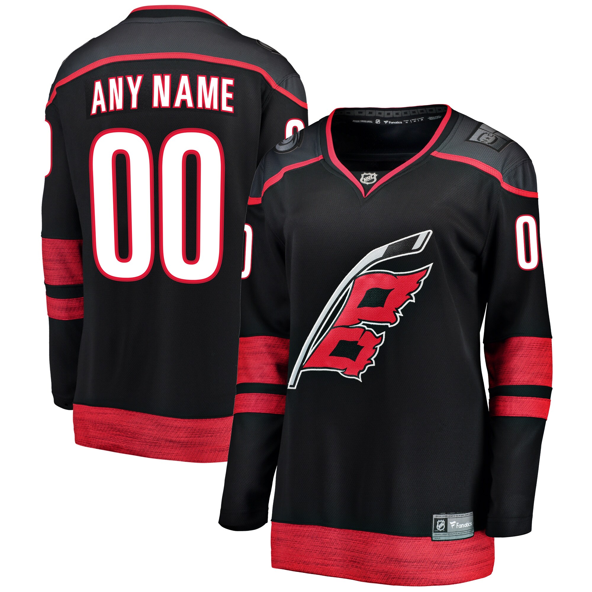 Women's Carolina Hurricanes Black Home Breakaway Custom Jersey - JS519 