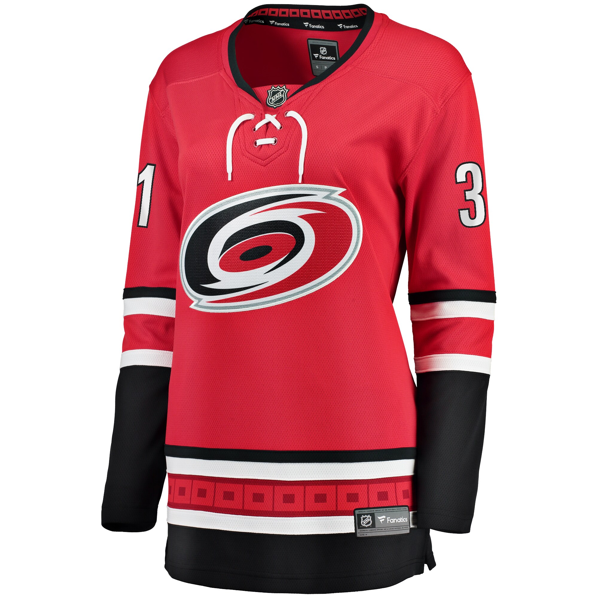 Alternative view of Women's Carolina Hurricanes Frederik Andersen Red Alternate Breakaway Player Jersey - JS701 