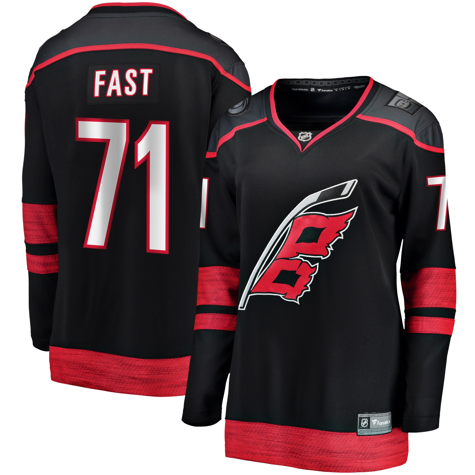 Women's Carolina Hurricanes Jesper Fast Black Home Breakaway Player Jersey - JS759 