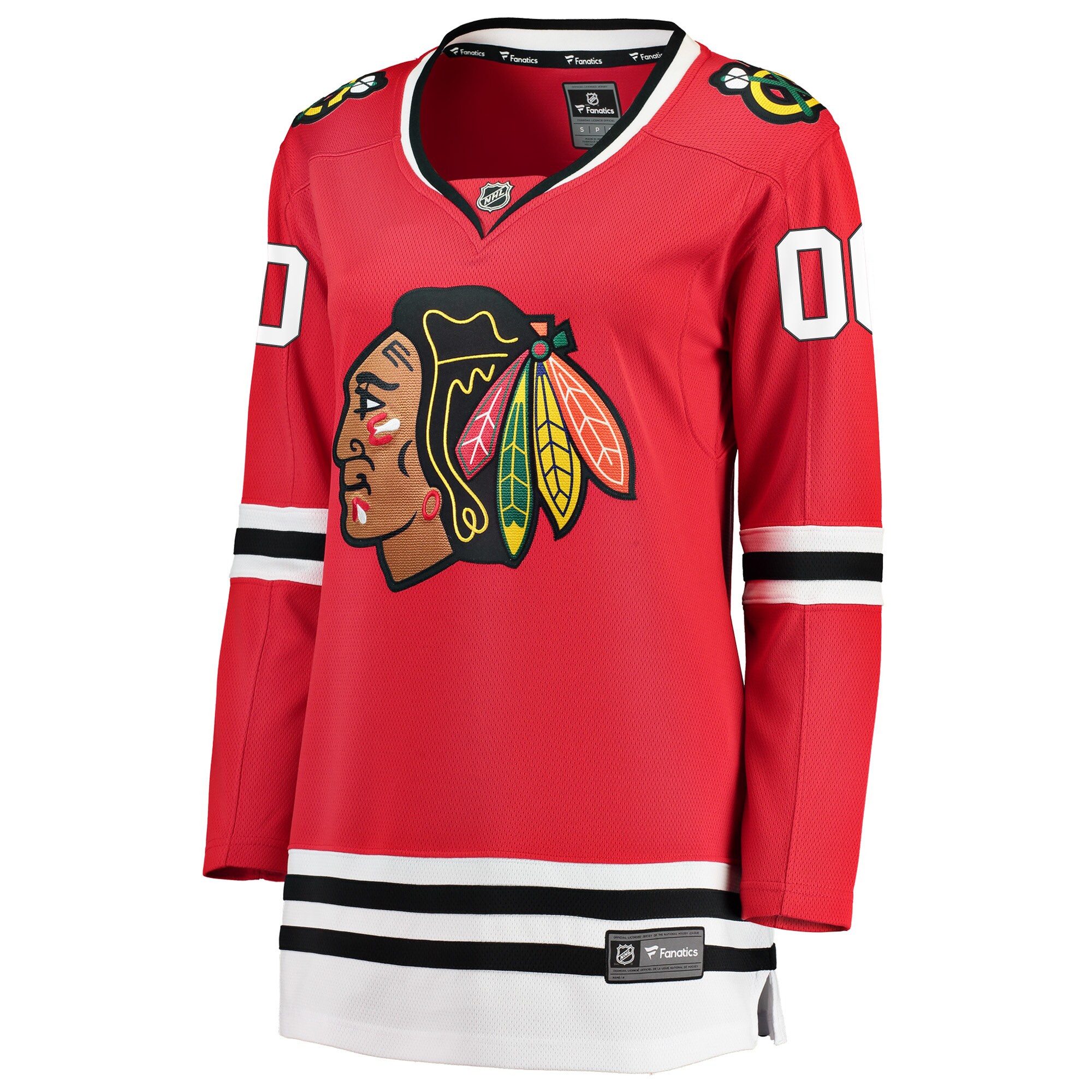 Alternative view of Women's Chicago Blackhawks Red Home Breakaway Custom Jersey - JS665 