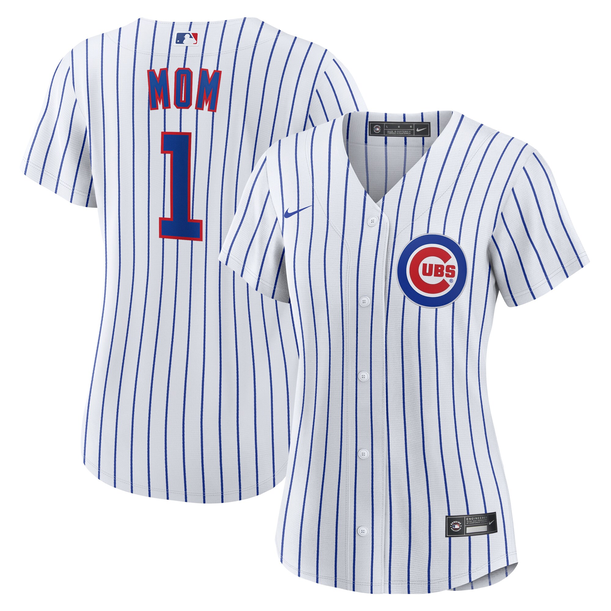 Women's Chicago Cubs White #1 Mom Home Jersey