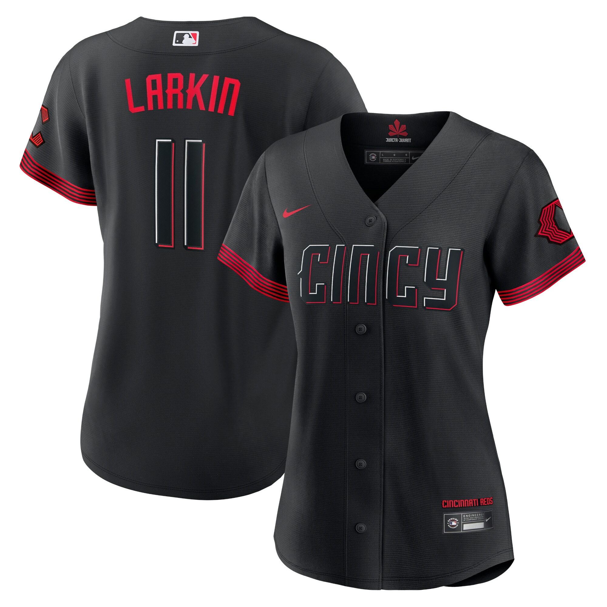 Women's Cincinnati Reds Barry Larkin Black City Connect Player Jersey
