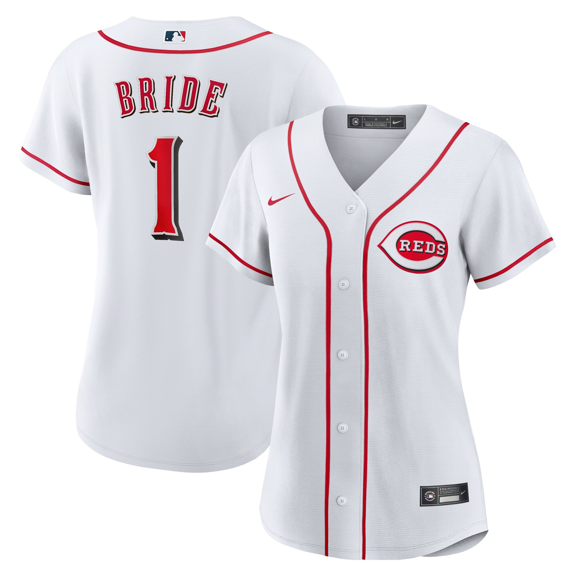 Women's Cincinnati Reds White #1 Bride Home Jersey