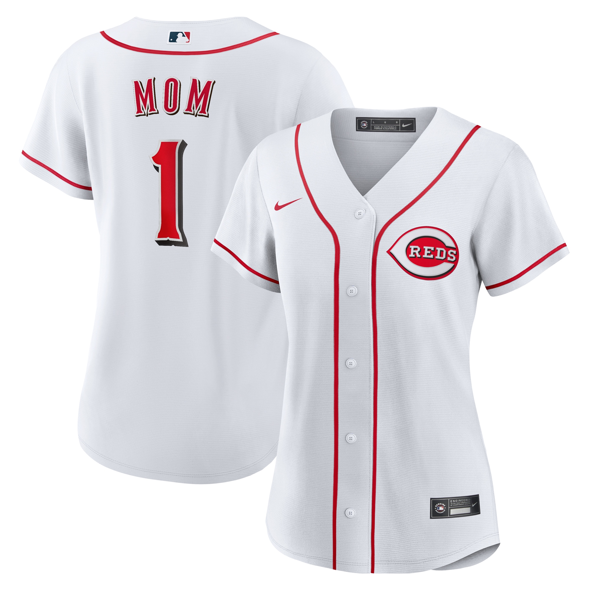 Women's Cincinnati Reds White #1 Mom Home Jersey