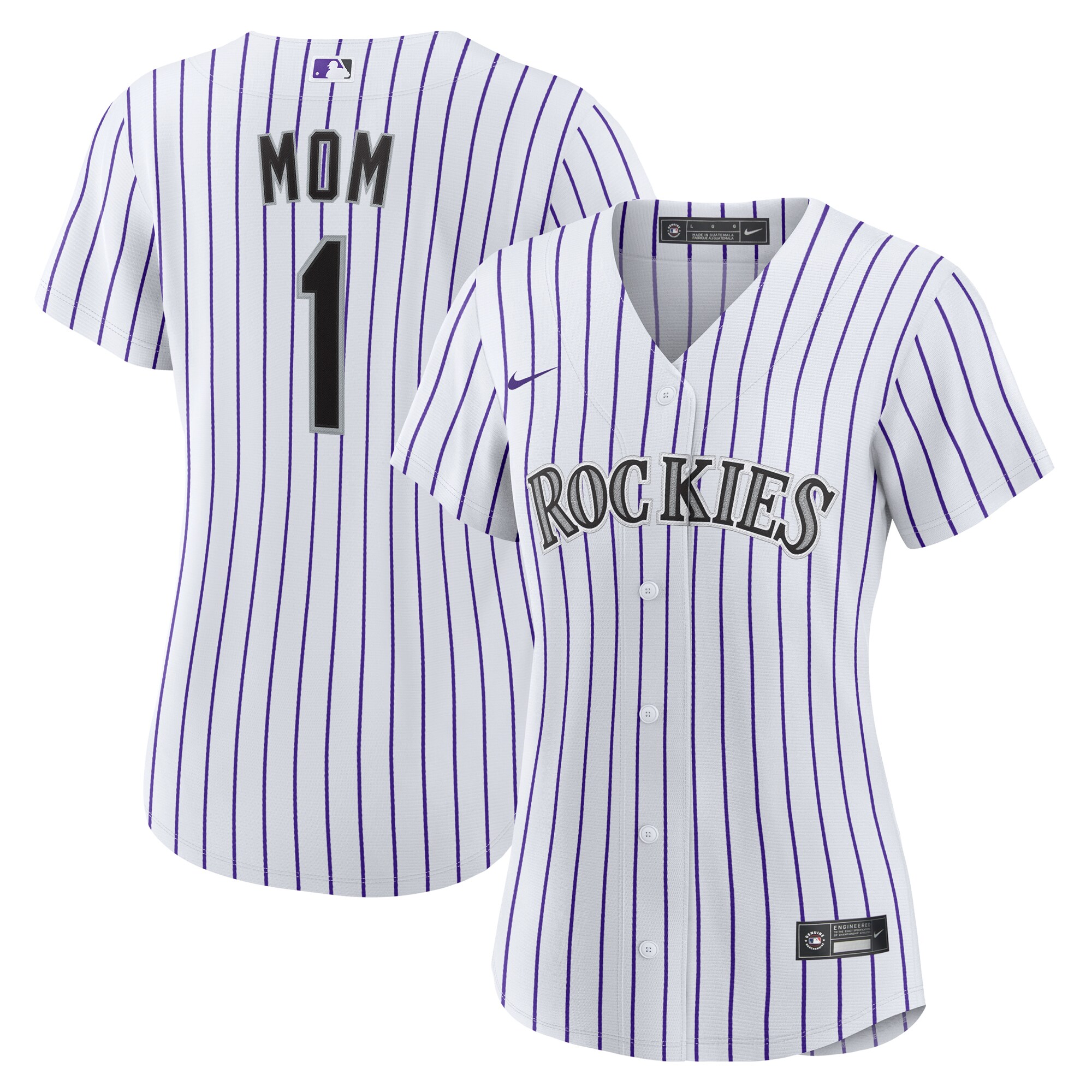 Women's Colorado Rockies White #1 Mom Home Jersey