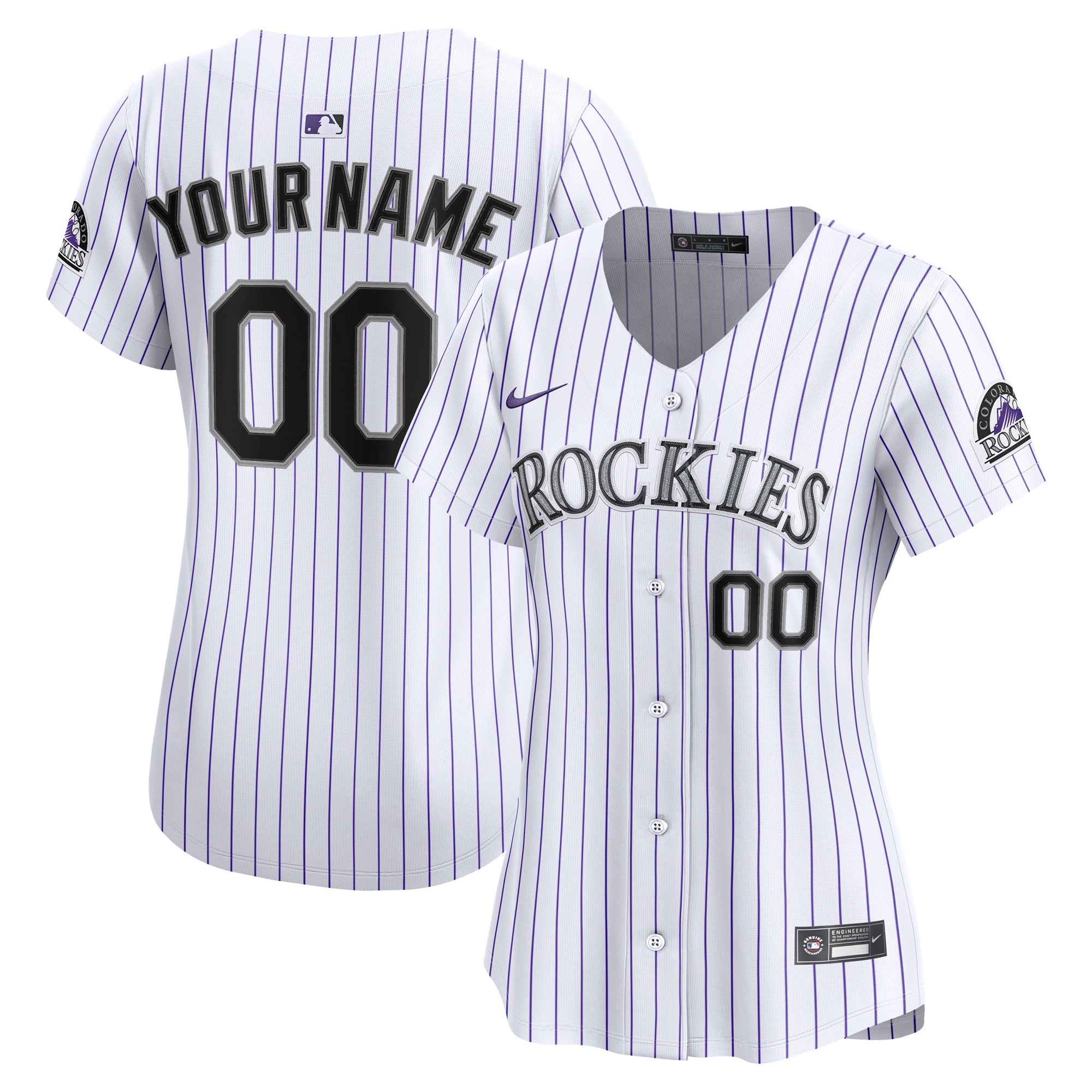 Women's Colorado Rockies White Home Limited Custom Jersey