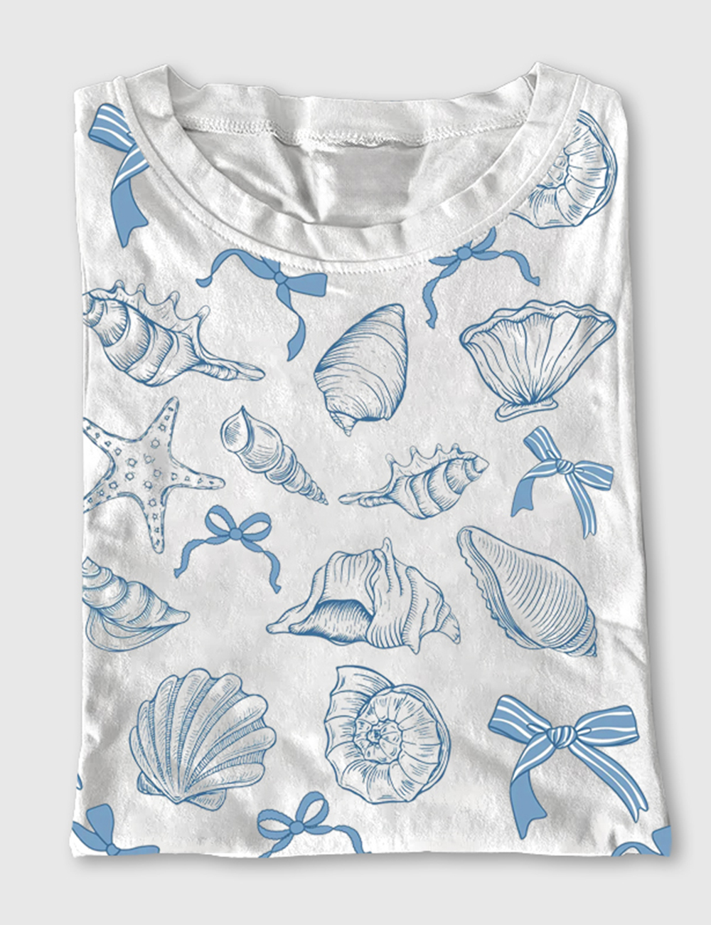 Women's Coquette Seashell Coastal Summer Vibes Short Sleeve T-Shirt