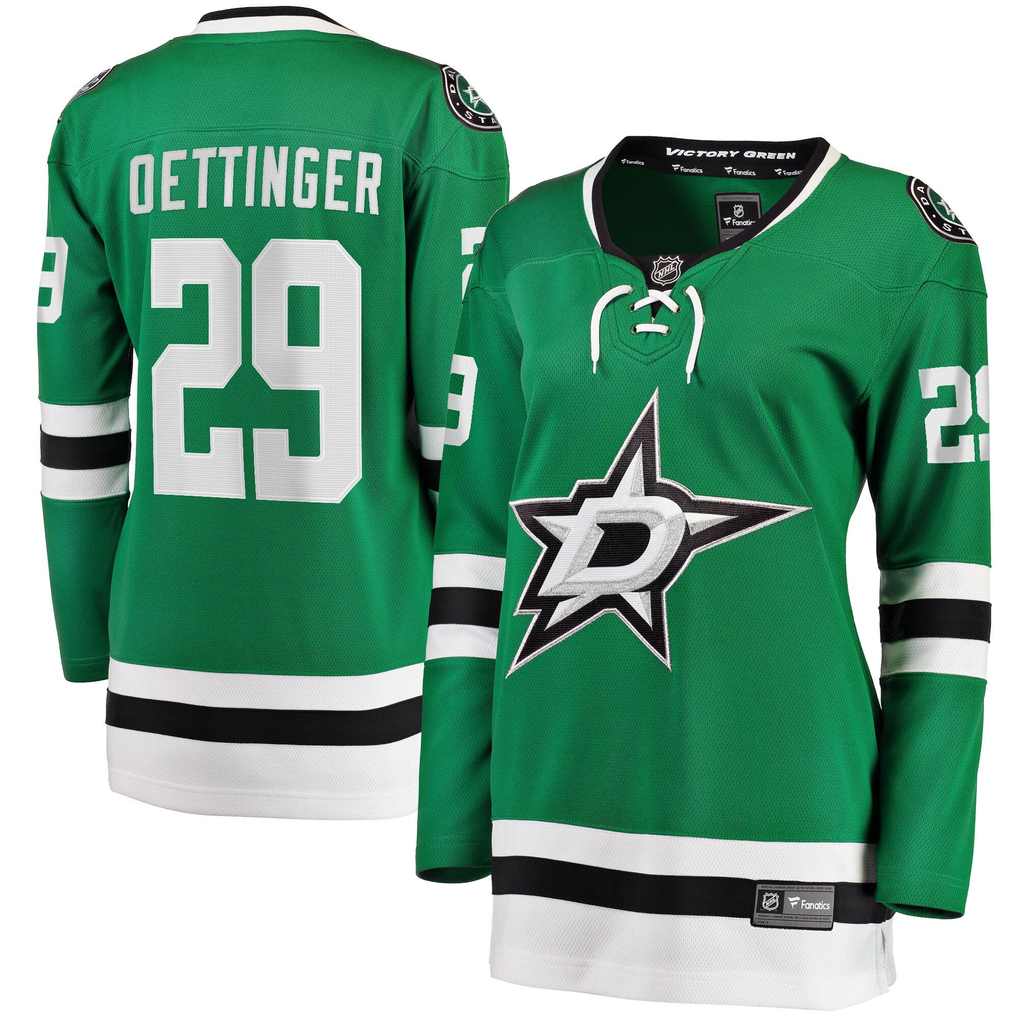 Women's Dallas Stars Jake Oettinger Kelly Green Home Breakaway Player Jersey - JS120 