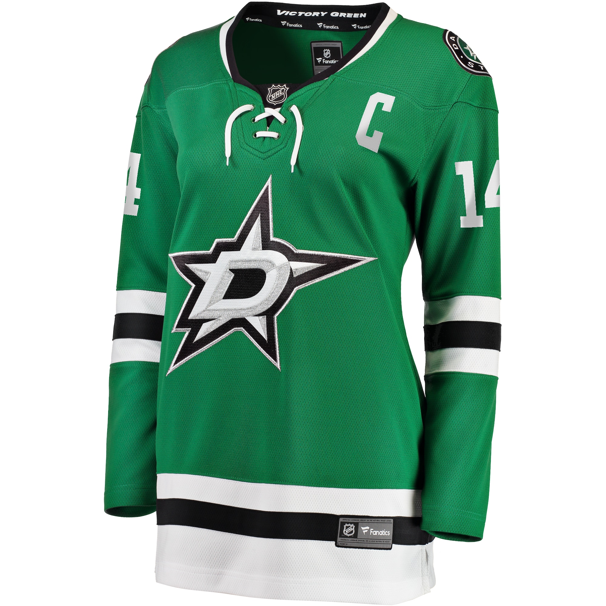 Alternative view of Women's Dallas Stars Jamie Benn Kelly Green Captain Patch Home Breakaway Player Jersey - JS370 