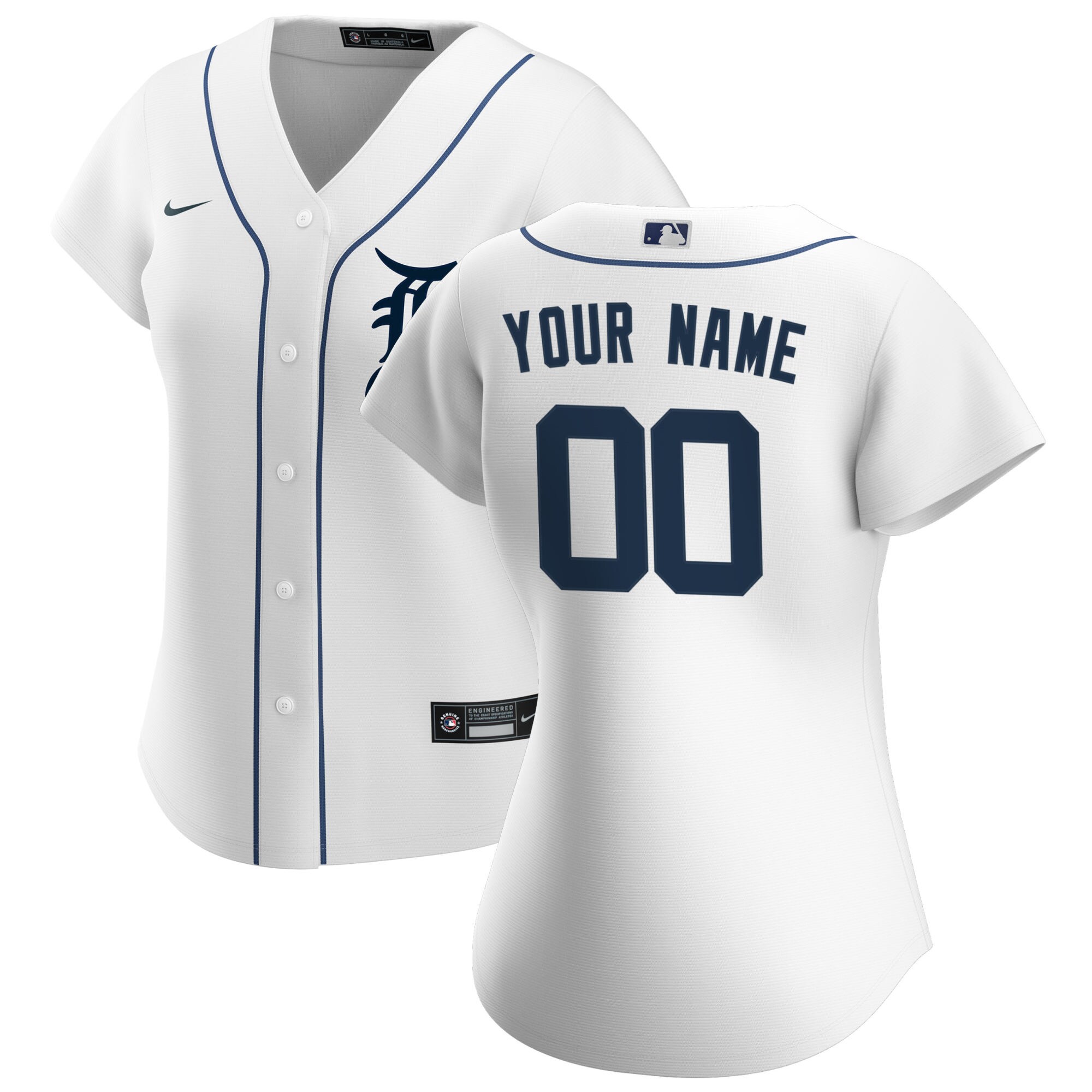 Women's Detroit Tigers White Home Custom Jersey