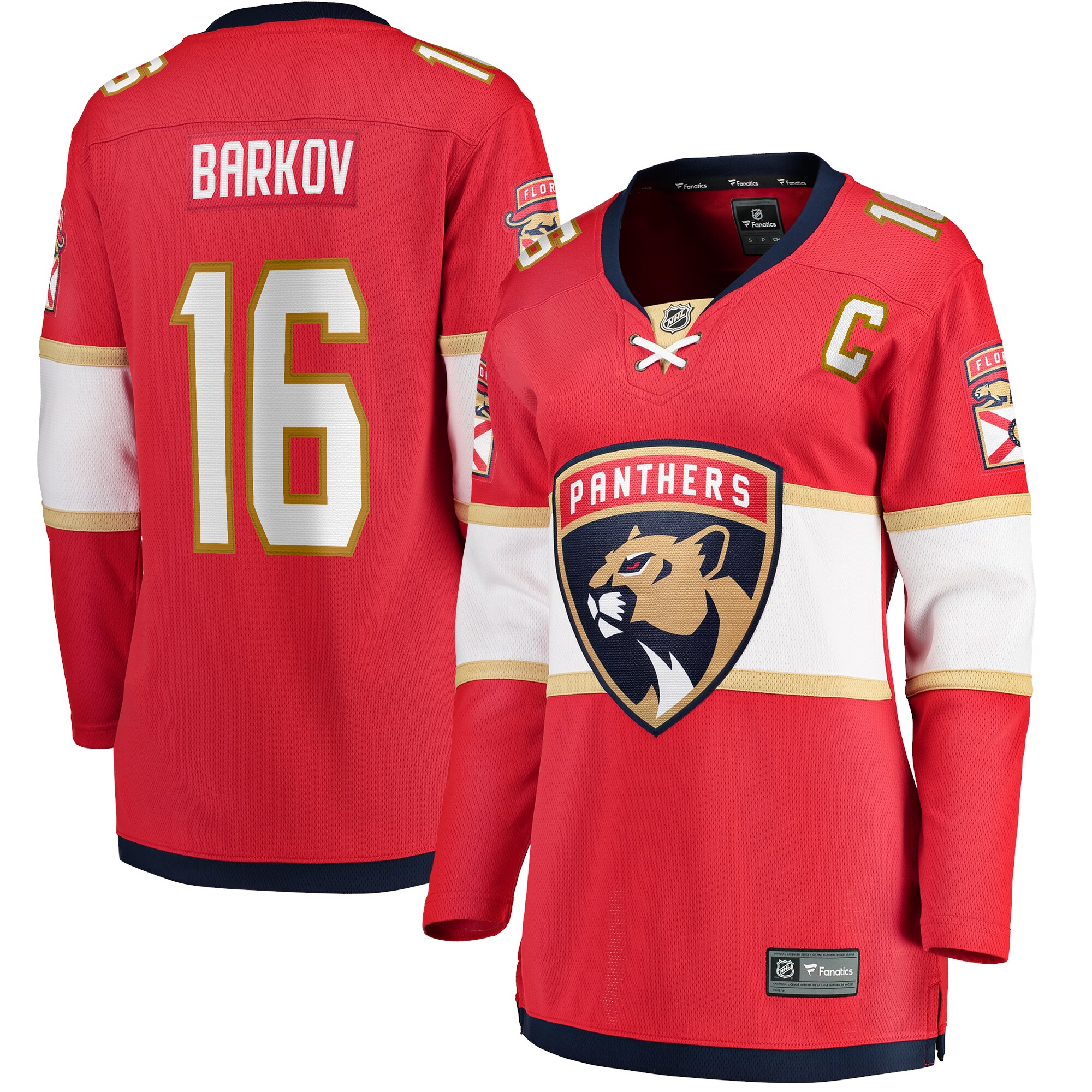 Women's Florida Panthers Aleksander Barkov Red Captain Patch Home Breakaway Player Jersey - JS669 