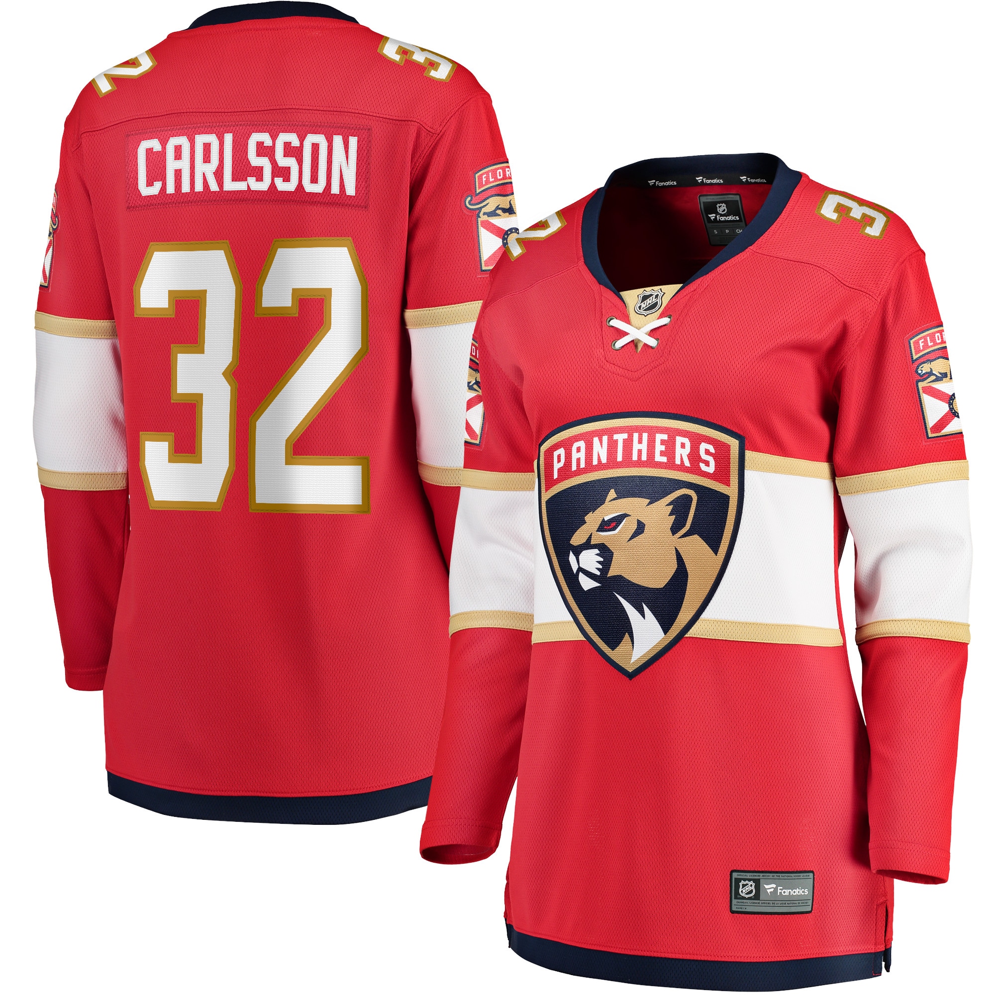 Women's Florida Panthers Lucas Carlsson Red Home Breakaway Player Jersey - JS637 