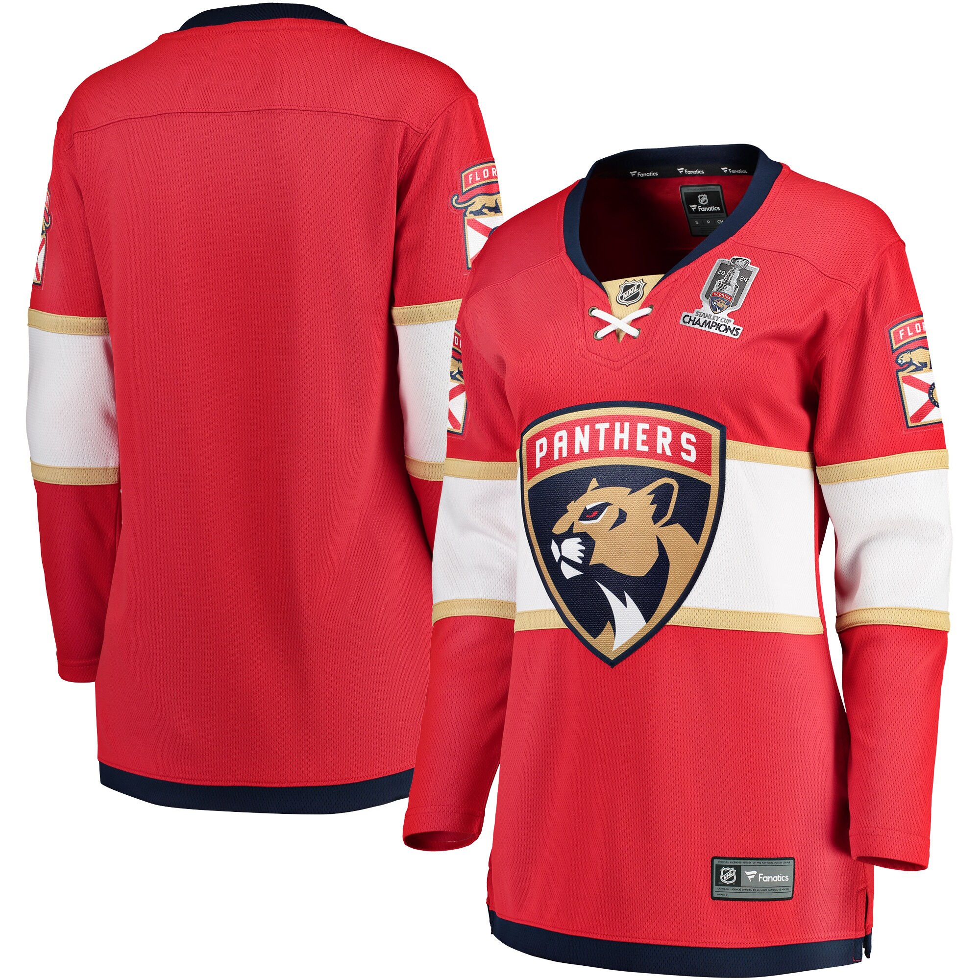 Women's Florida Panthers Red Home 2024 Stanley Cup Champions Breakaway Jersey - JS975 