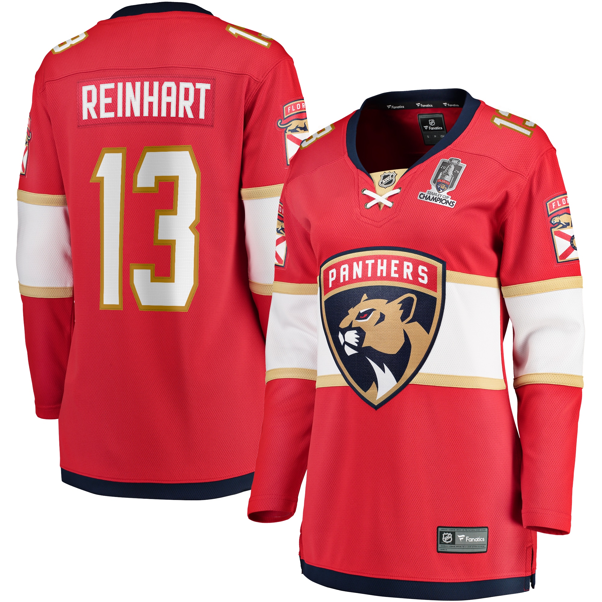 Women's Florida Panthers Sam Reinhart Red Home 2024 Stanley Cup Champions Breakaway Player Jersey - JS954 
