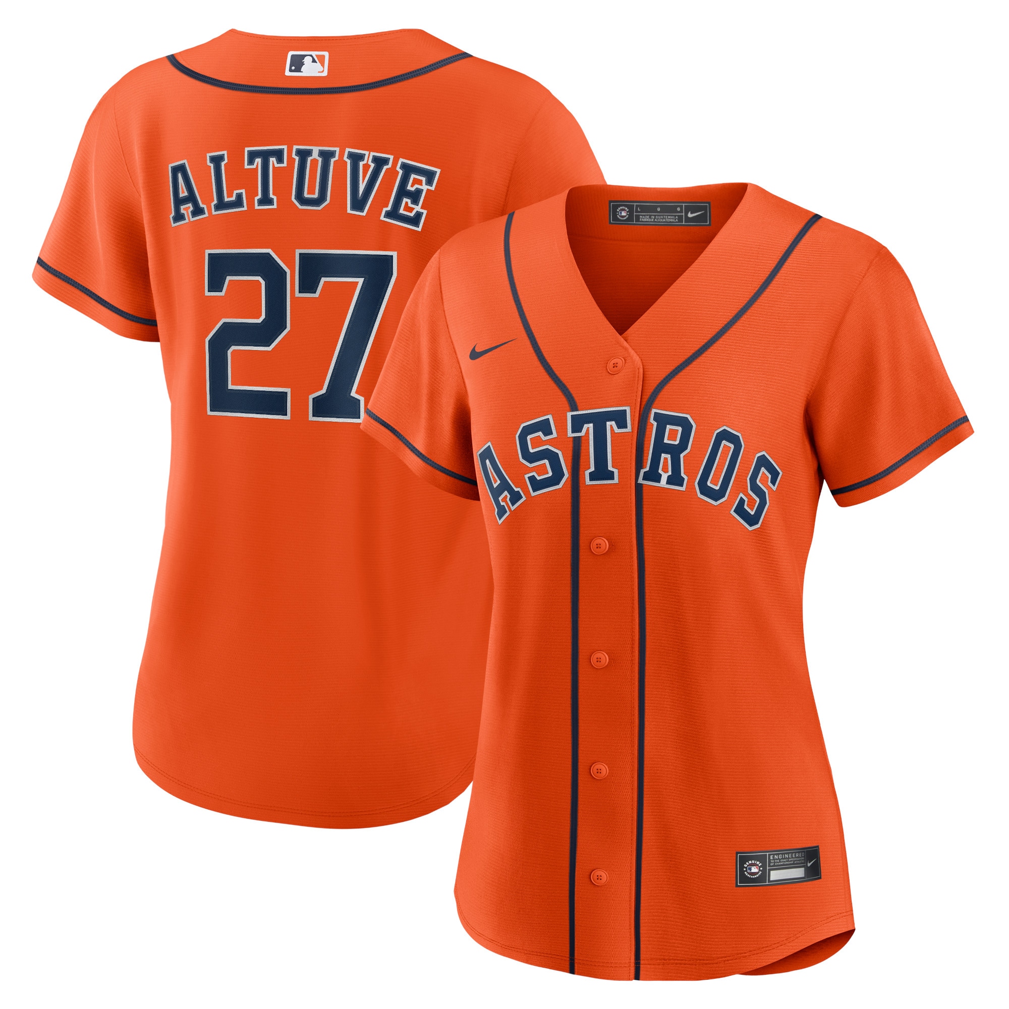 Women's Houston Astros Jose Altuve Orange Alternate Player Jersey 