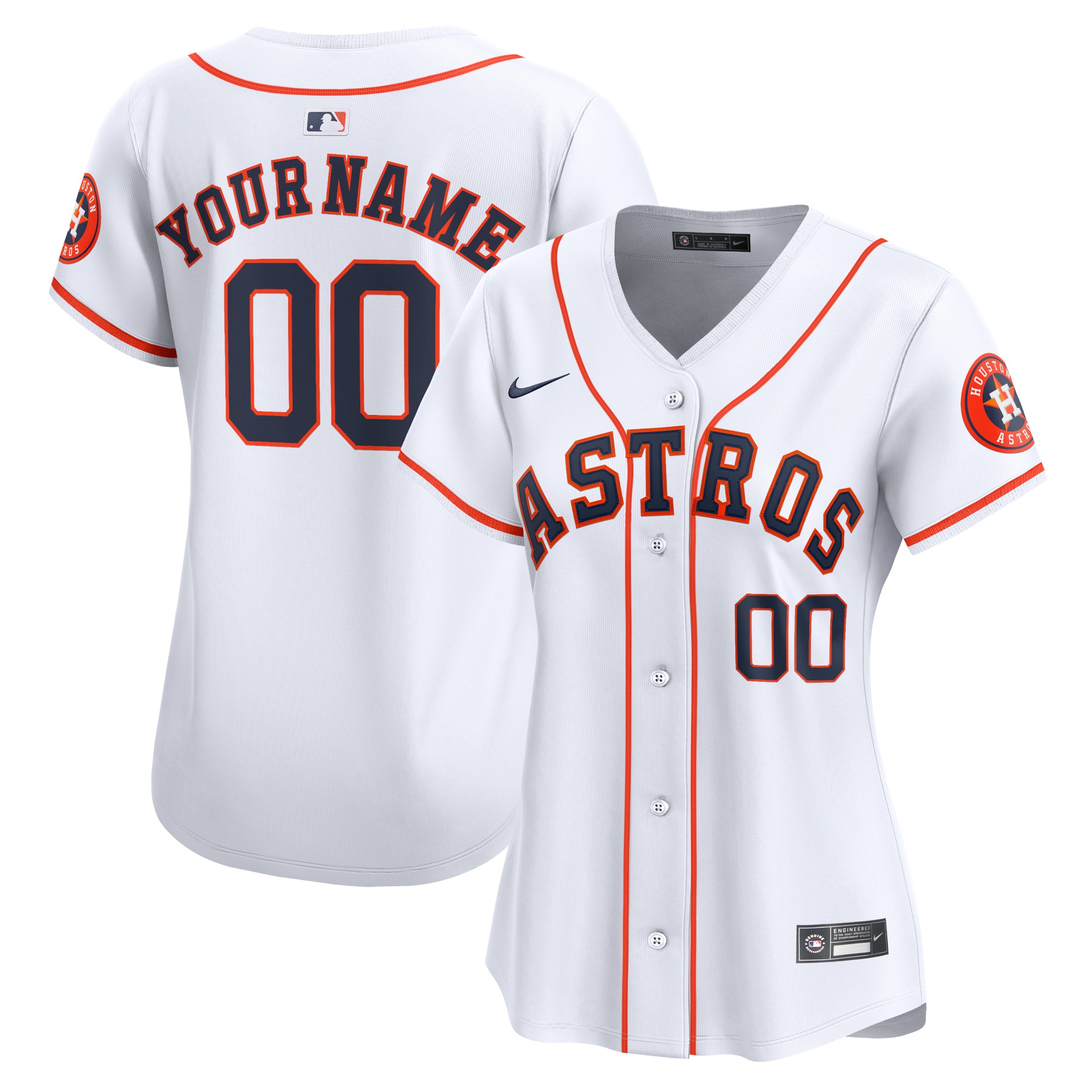 Women's Houston Astros White Home Limited Custom Jersey 