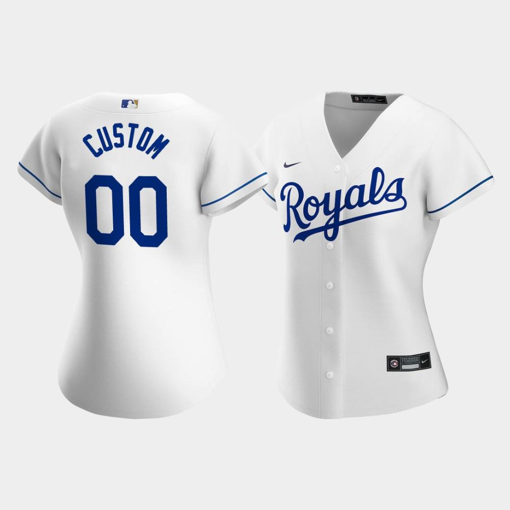 Women's Kansas City Royals Custom 00 White Home Player Jersey Jersey 
