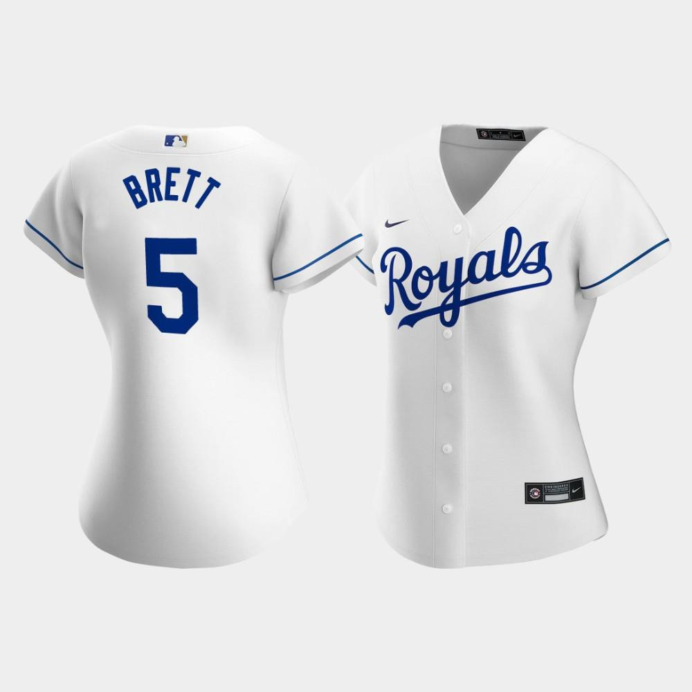 Women's Kansas City Royals George Brett 5 White Home Player Jersey Jersey 