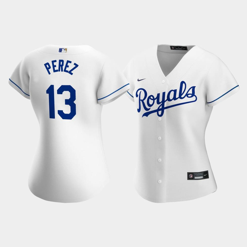 Women's Kansas City Royals Salvador Perez 13 White Home Player Jersey Jersey 