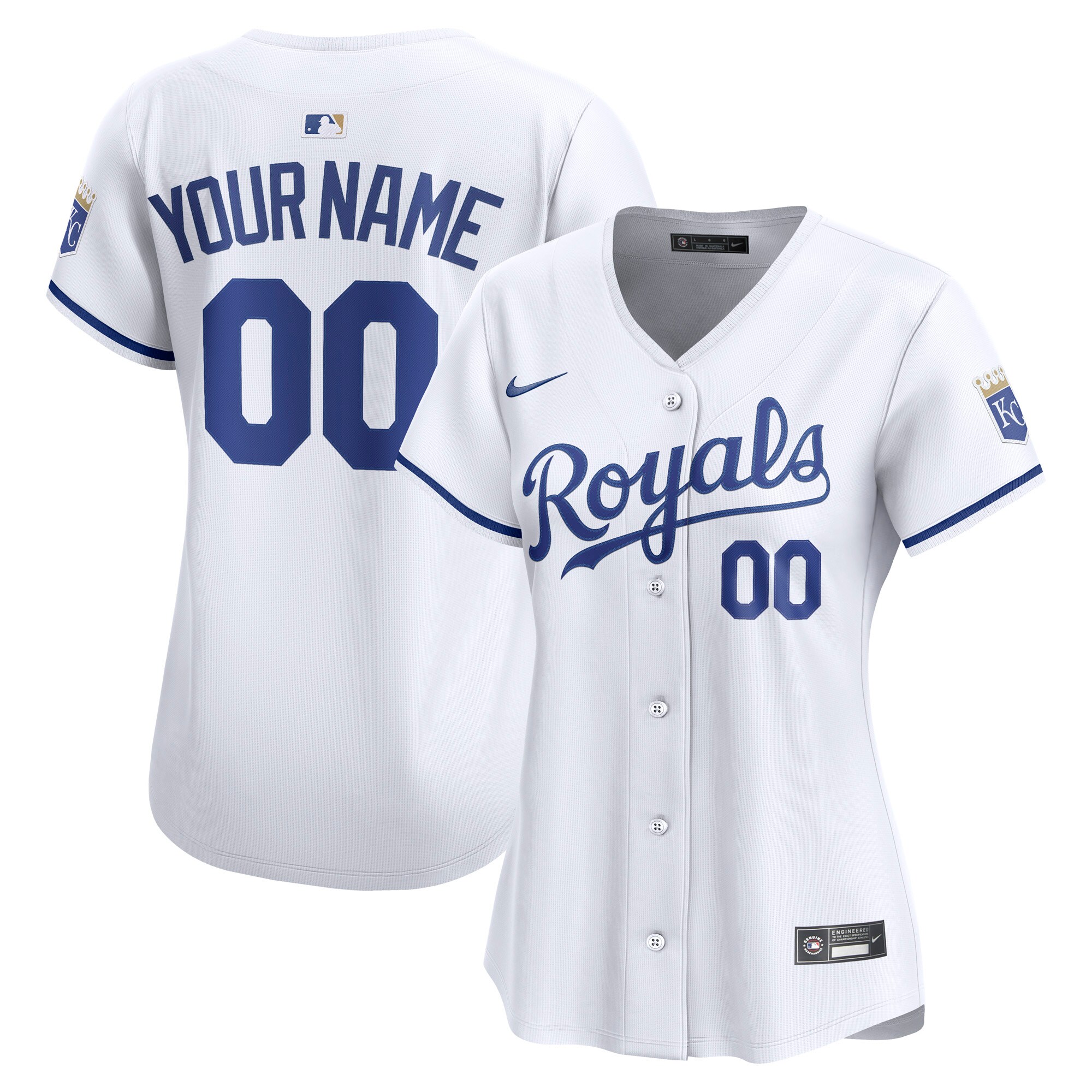 Women's Kansas City Royals White Home Limited Custom Jersey 