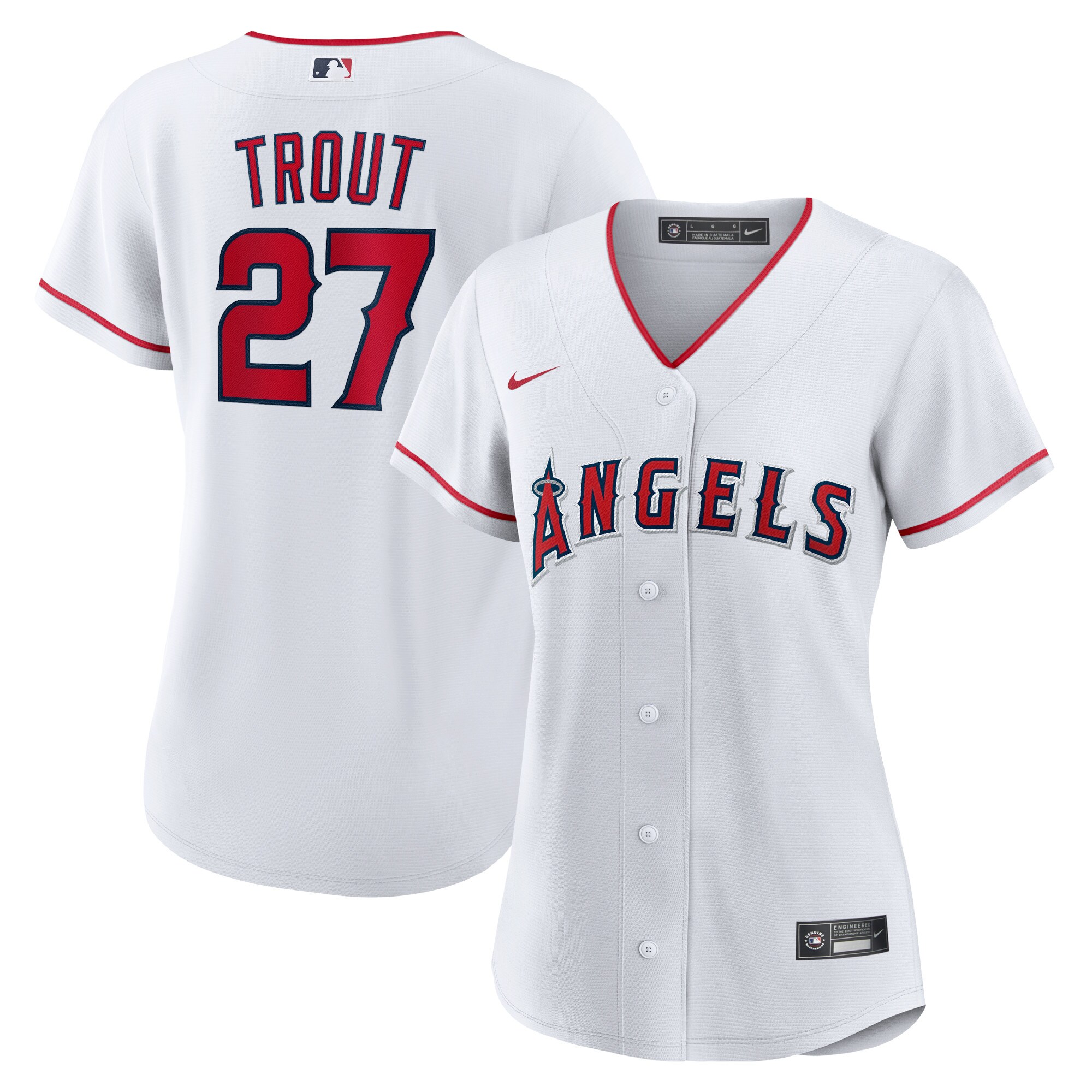 Women's Los Angeles Angels Mike Trout White Home Player Jersey 