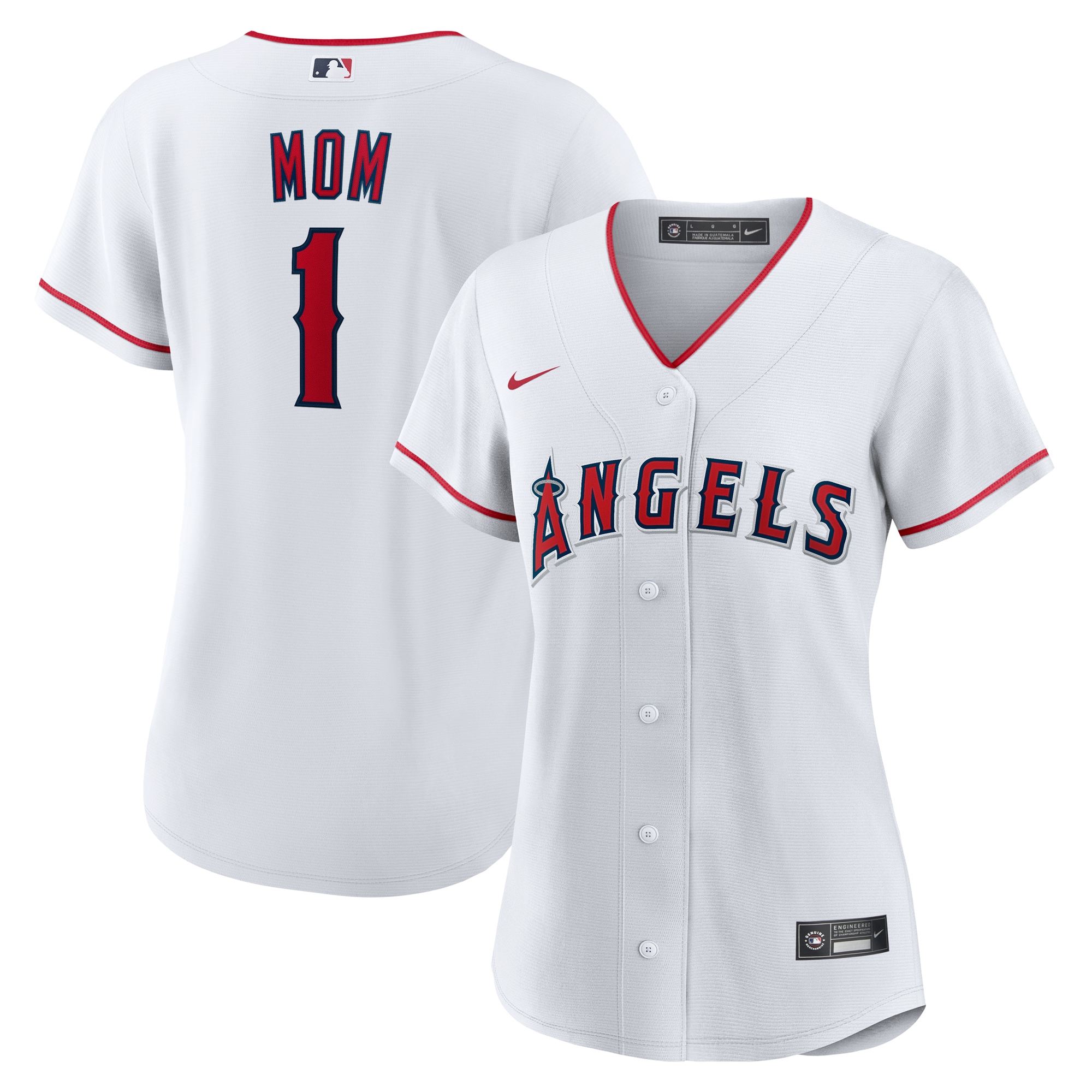 Women's Los Angeles Angels White #1 Mom Home Jersey 