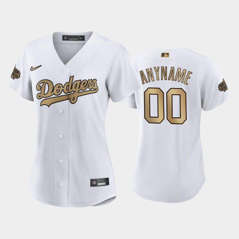 Women's Los Angeles Dodgers White 00 Custom Jersey 