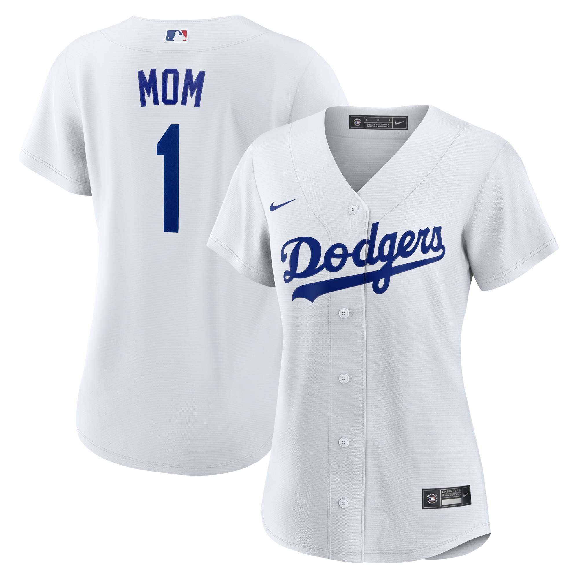 Women's Los Angeles Dodgers White #1 Mom Home Jersey 