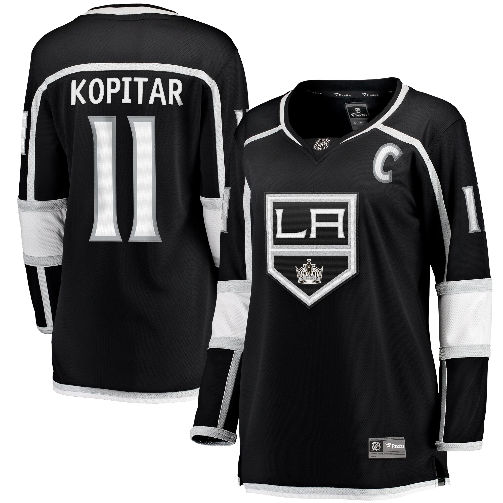Women's Los Angeles Kings Anze Kopitar Black Home Captain Patch Breakaway Player Jersey - JS484 