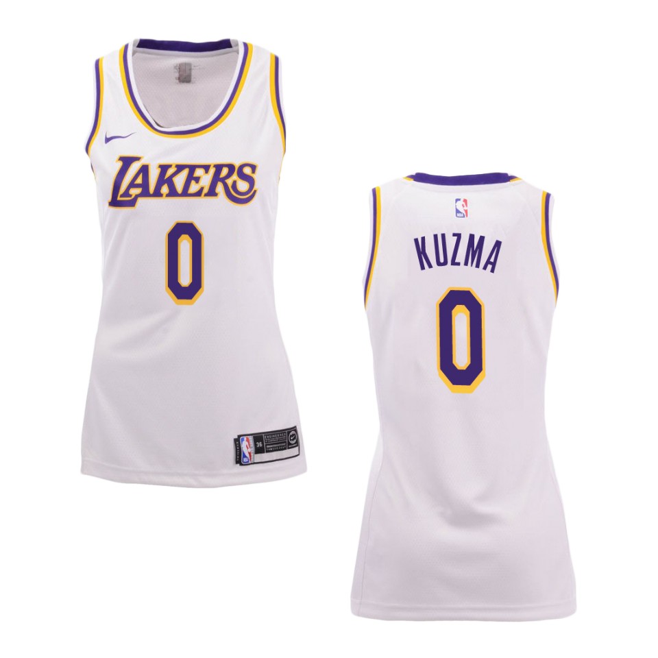 Women's Los Angeles Lakers #0 Kyle Kuzma Association Swingman Jersey - White