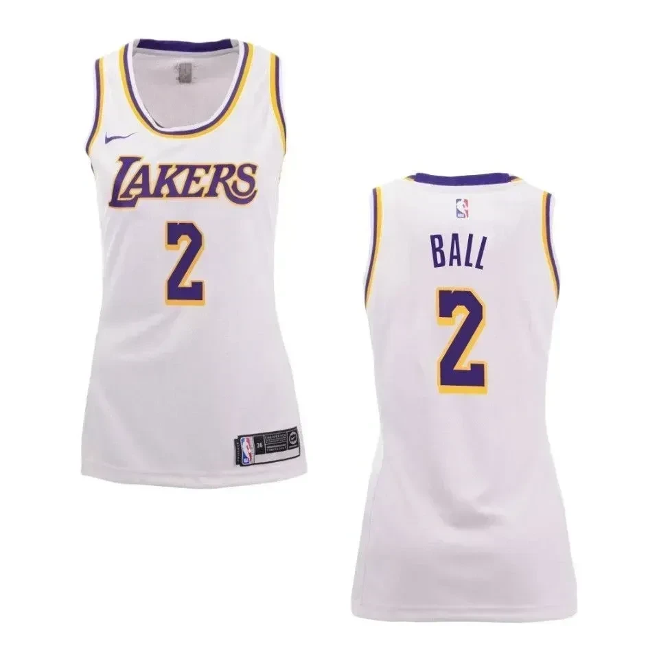 Women's Los Angeles Lakers 2 Lonzo Ball Association Swingman Jersey - White - JS184 