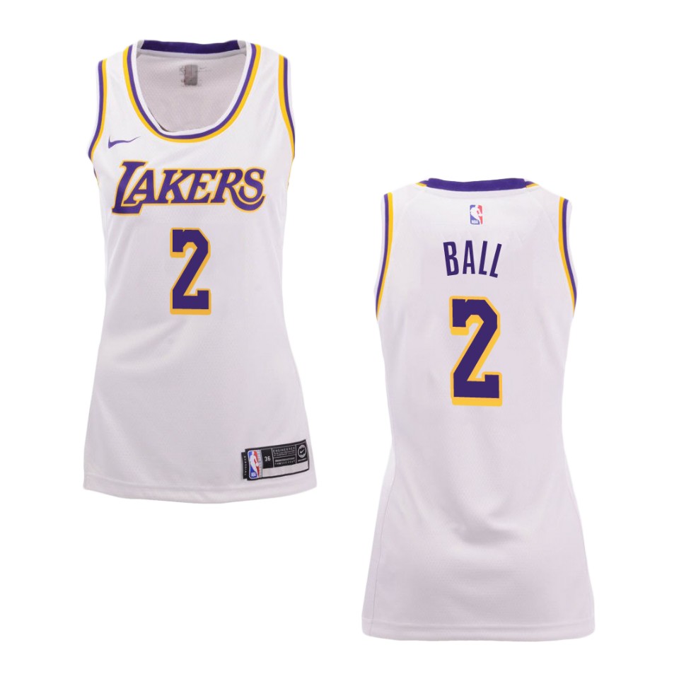 Women's Los Angeles Lakers #2 Lonzo Ball Association Swingman Jersey - White