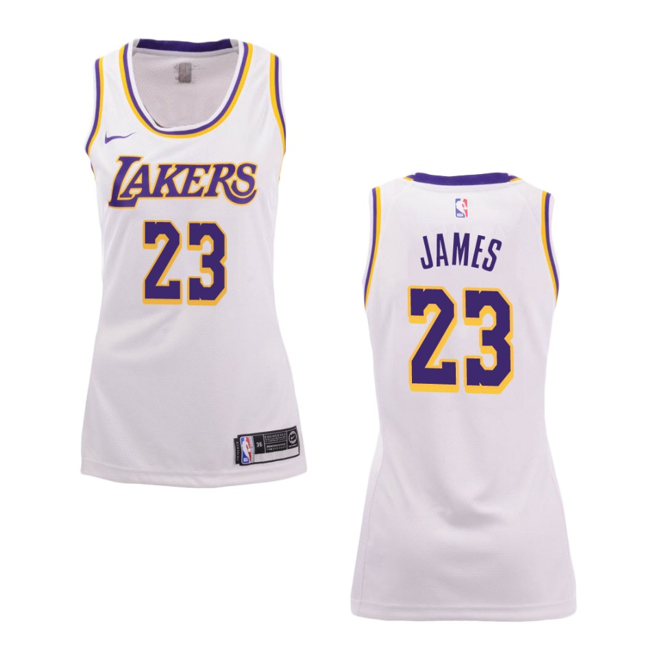 Women's Los Angeles Lakers #23 Lebron James Association Swingman Jersey - White